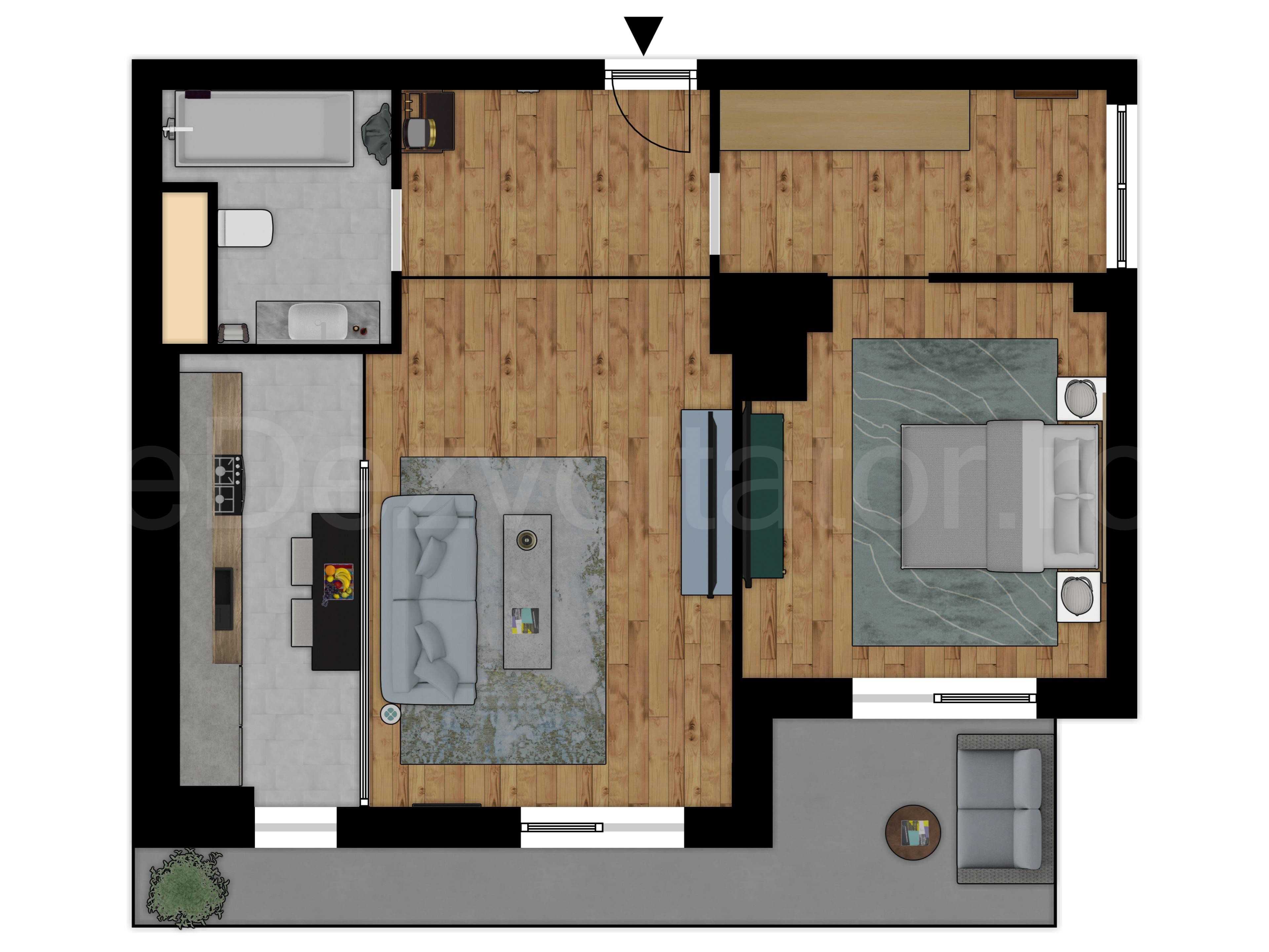 Proiecție 2D Apartament 2 camere 66 mp Avrig Park Residence 