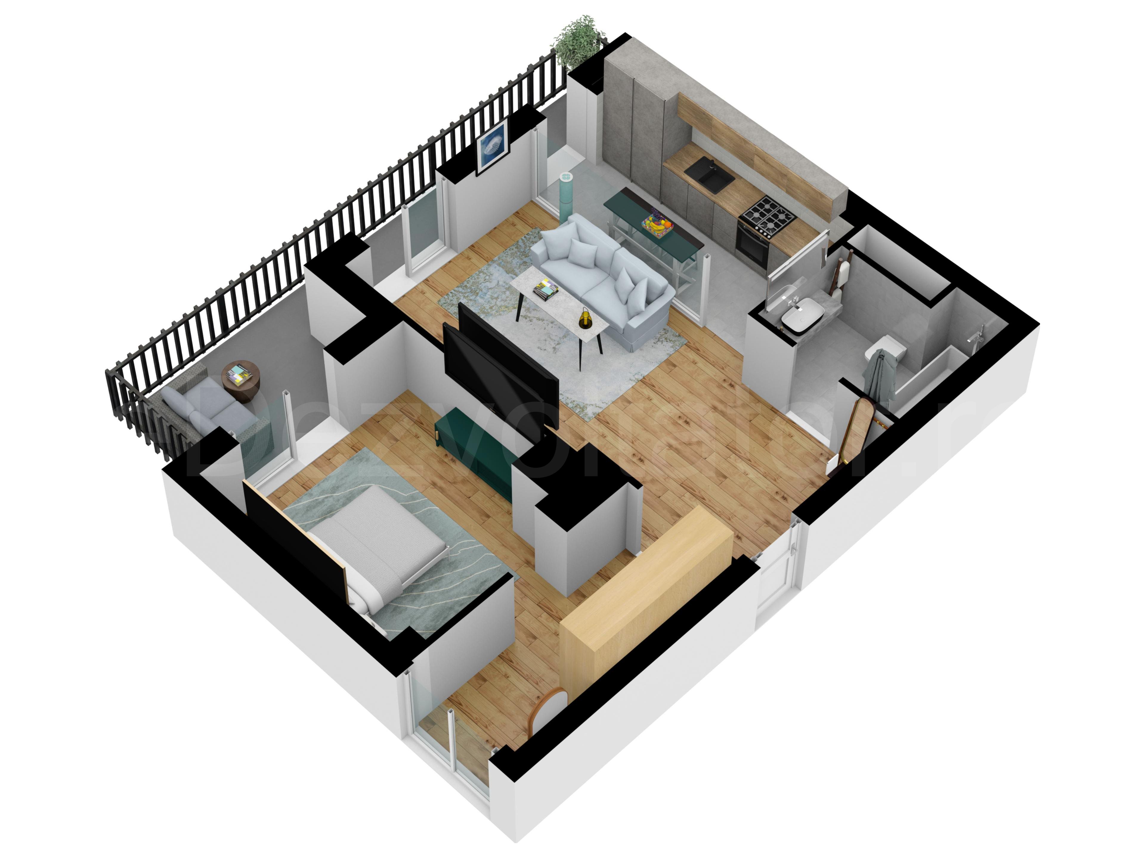 Apartament 2 Camere 66mp Avrig Park Residence Proiecție 3D 