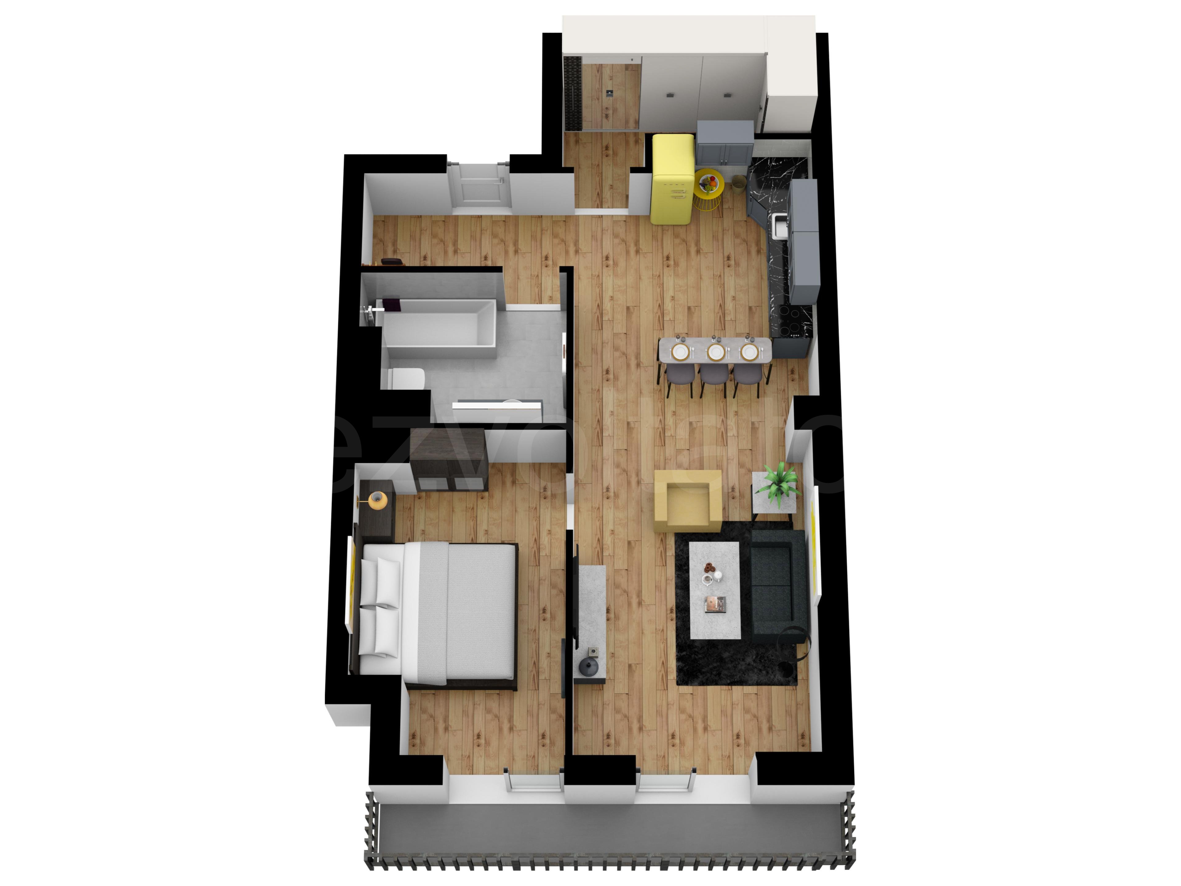 Proiecție 3D Apartament 2 Camere 62mp Avrig Park Residence