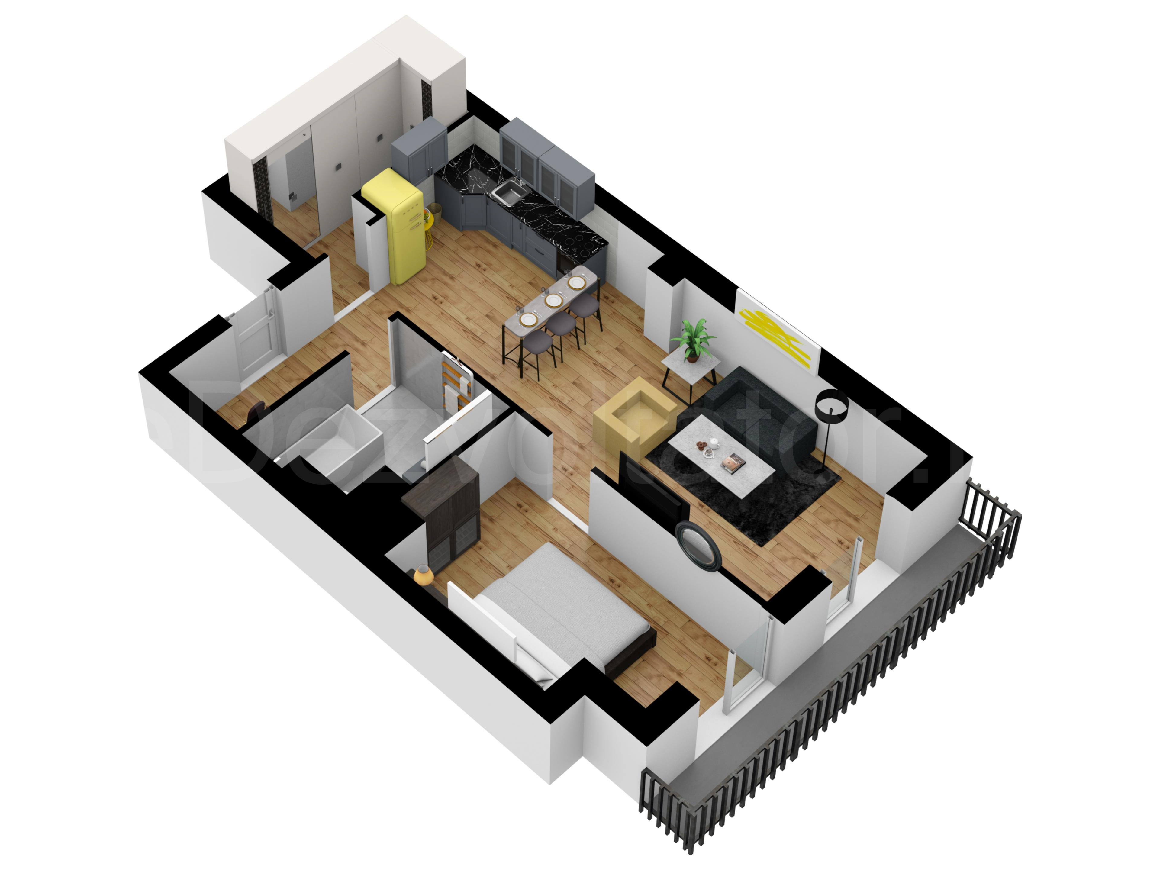 Apartament 2 Camere 62mp Avrig Park Residence Proiecție 3D 