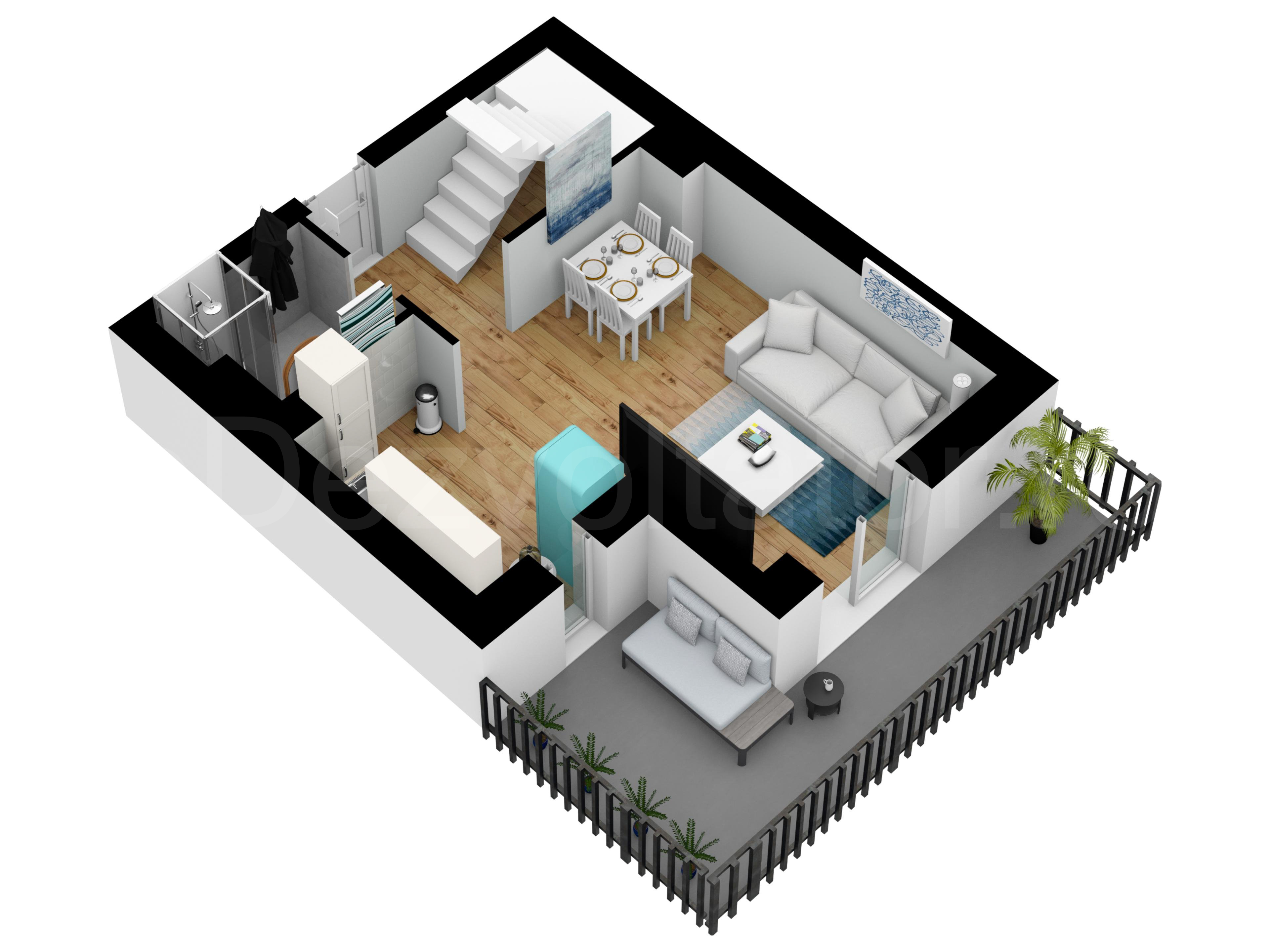 Proiecție 3D Apartament 2 Camere 88mp Avrig Park Residence