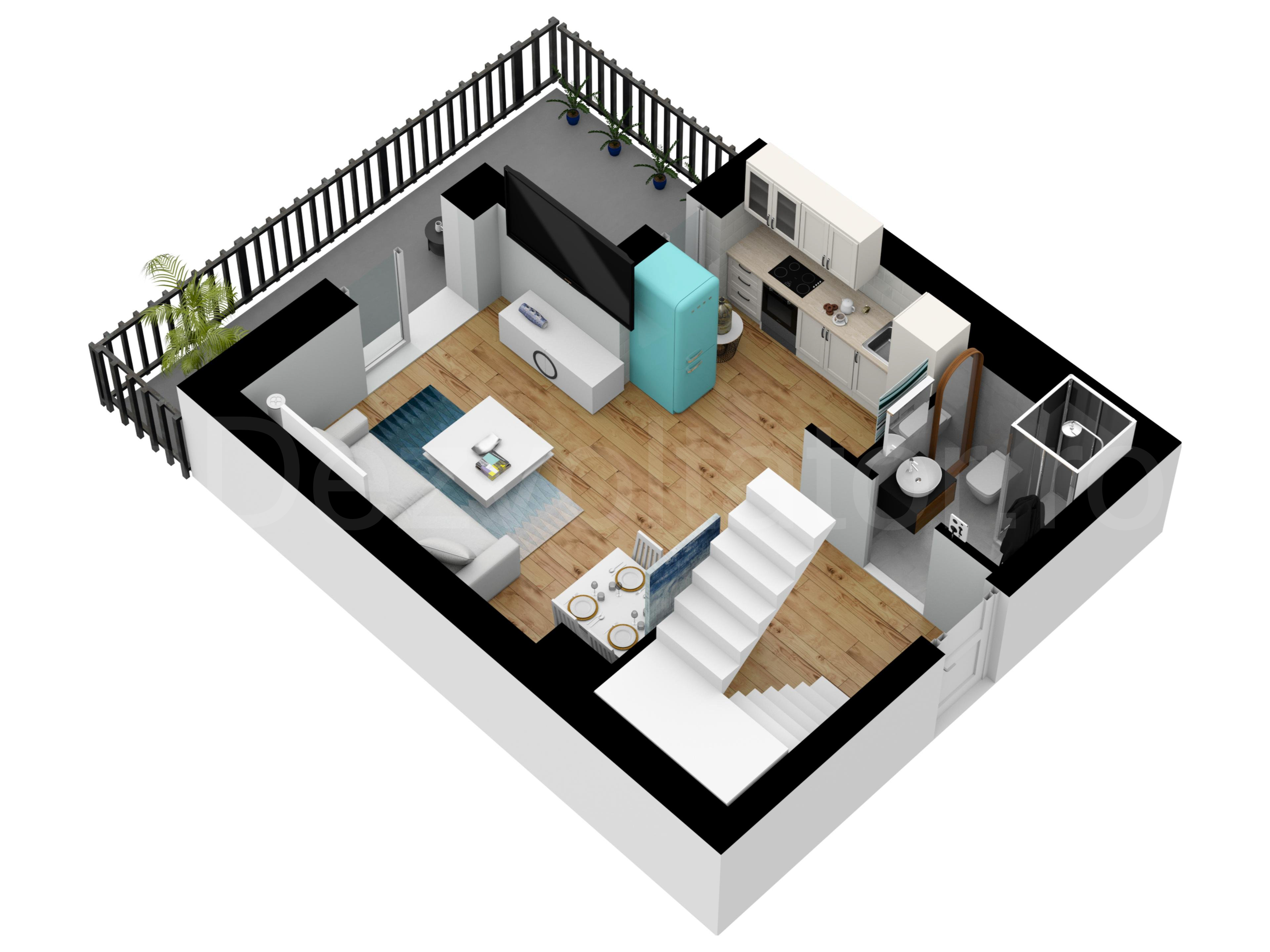Apartament 2 Camere 88mp Avrig Park Residence Proiecție 3D 