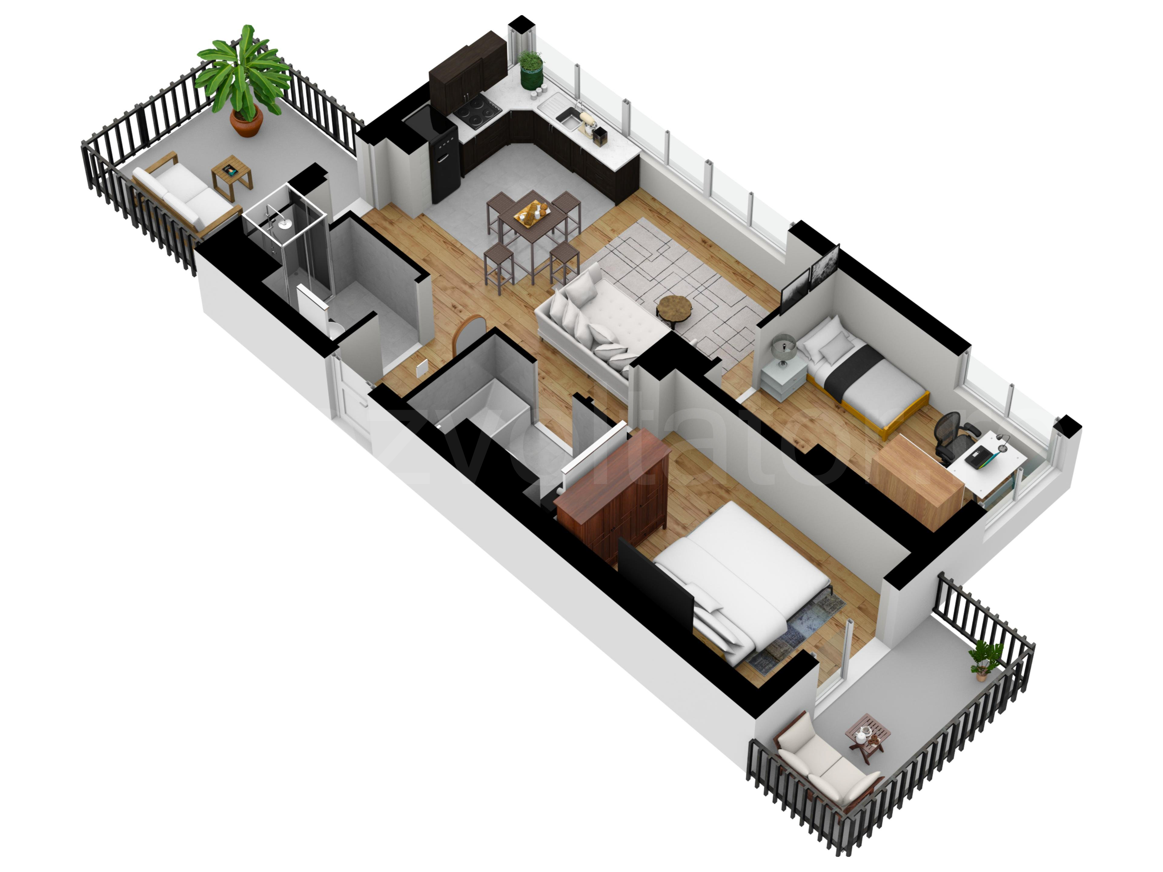 Apartament 3 Camere 77mp Avrig Park Residence Proiecție 3D 