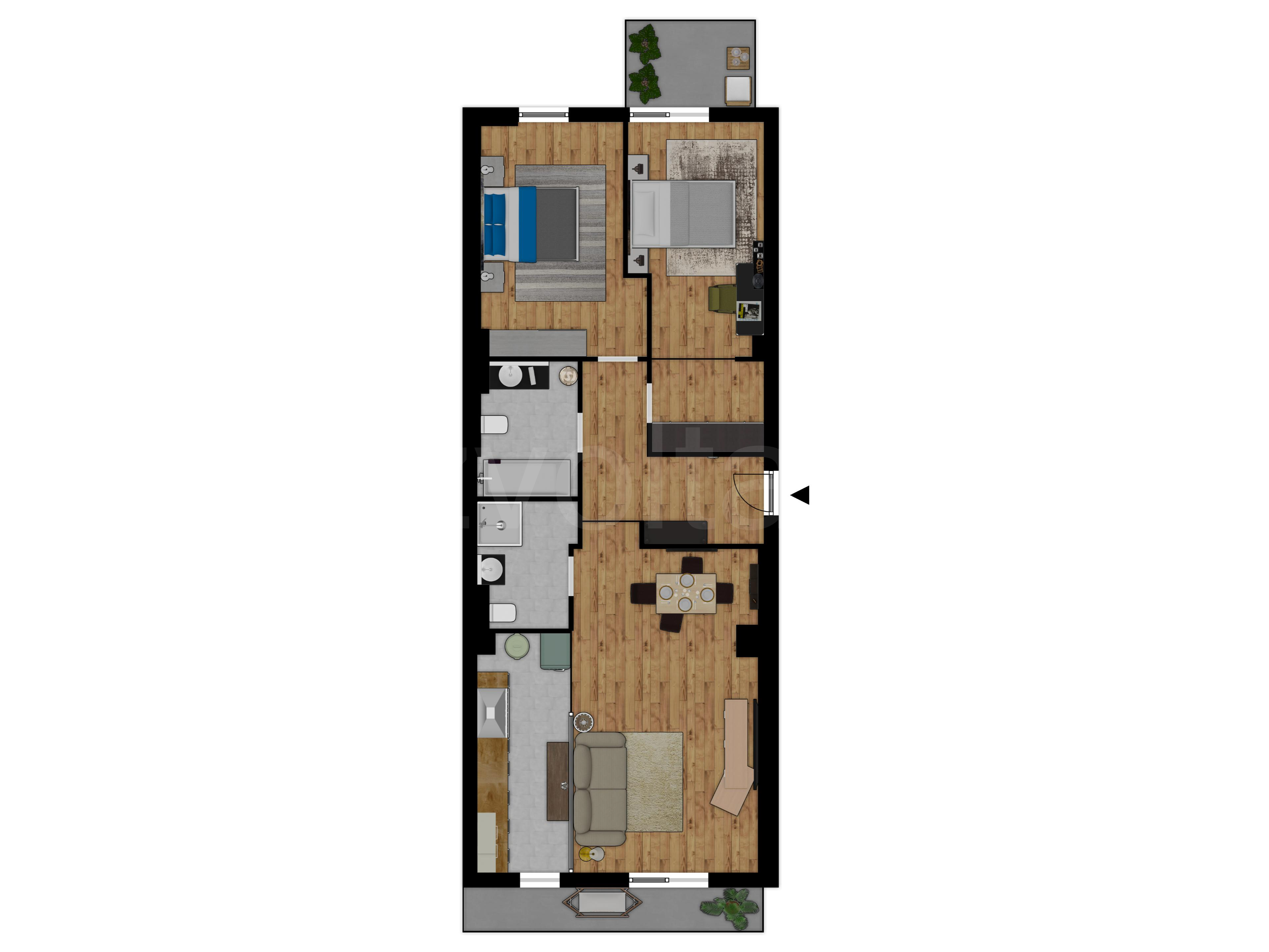 Proiecție 2D Apartament 3 Camere 93mp Avrig Park Residence 