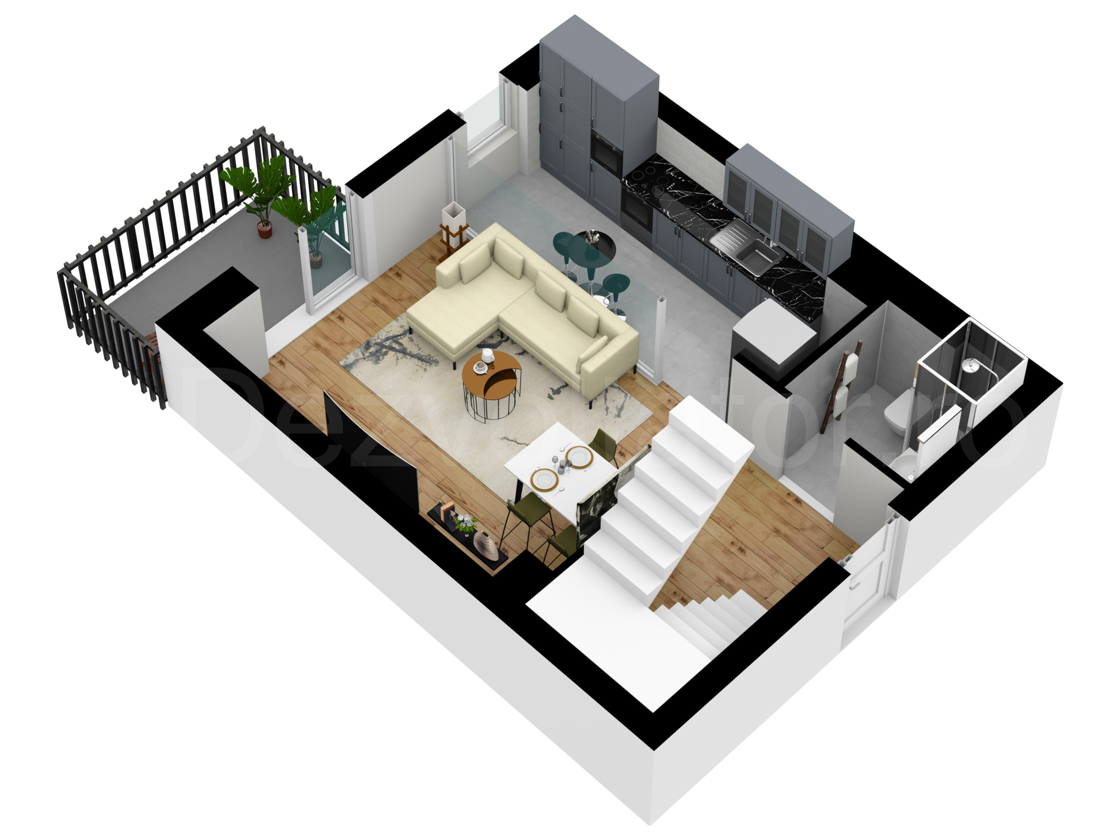 Proiecție 3D Apartament 3 Camere 78mp Avrig Park Residence