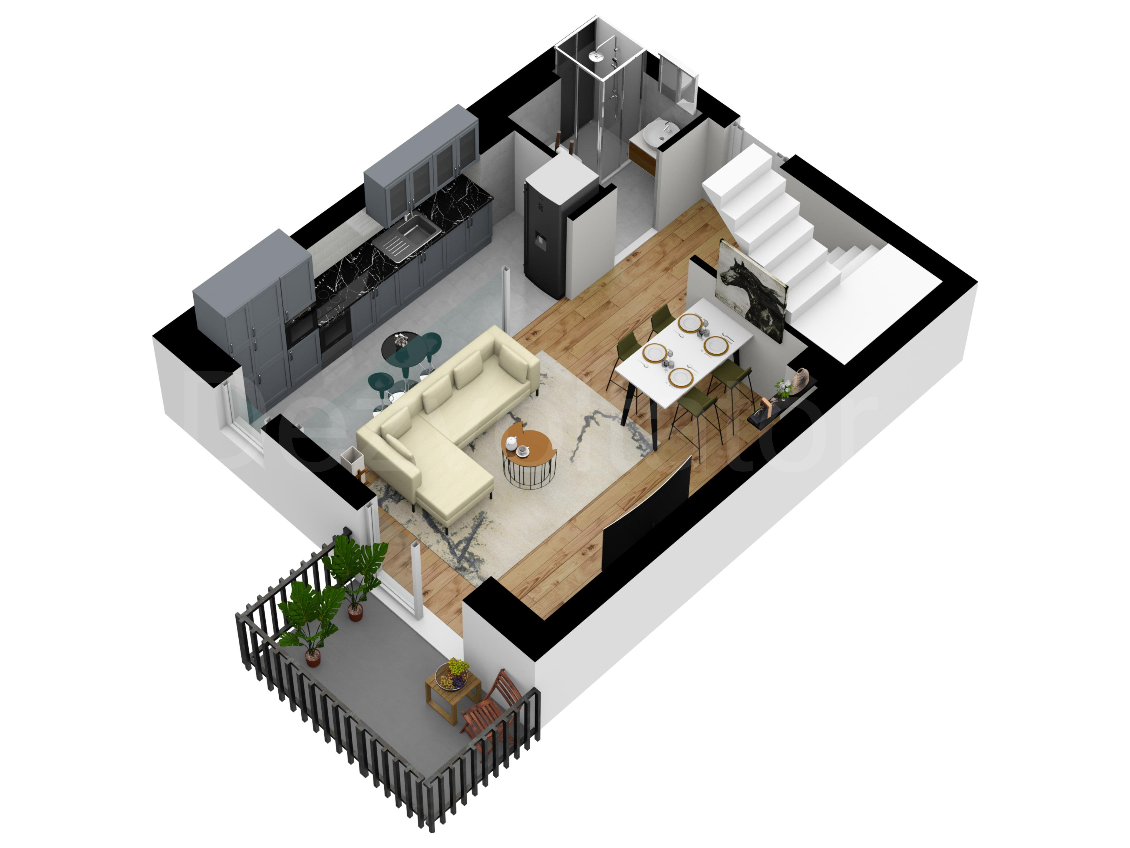 Apartament 3 Camere 78mp Avrig Park Residence Proiecție 3D 