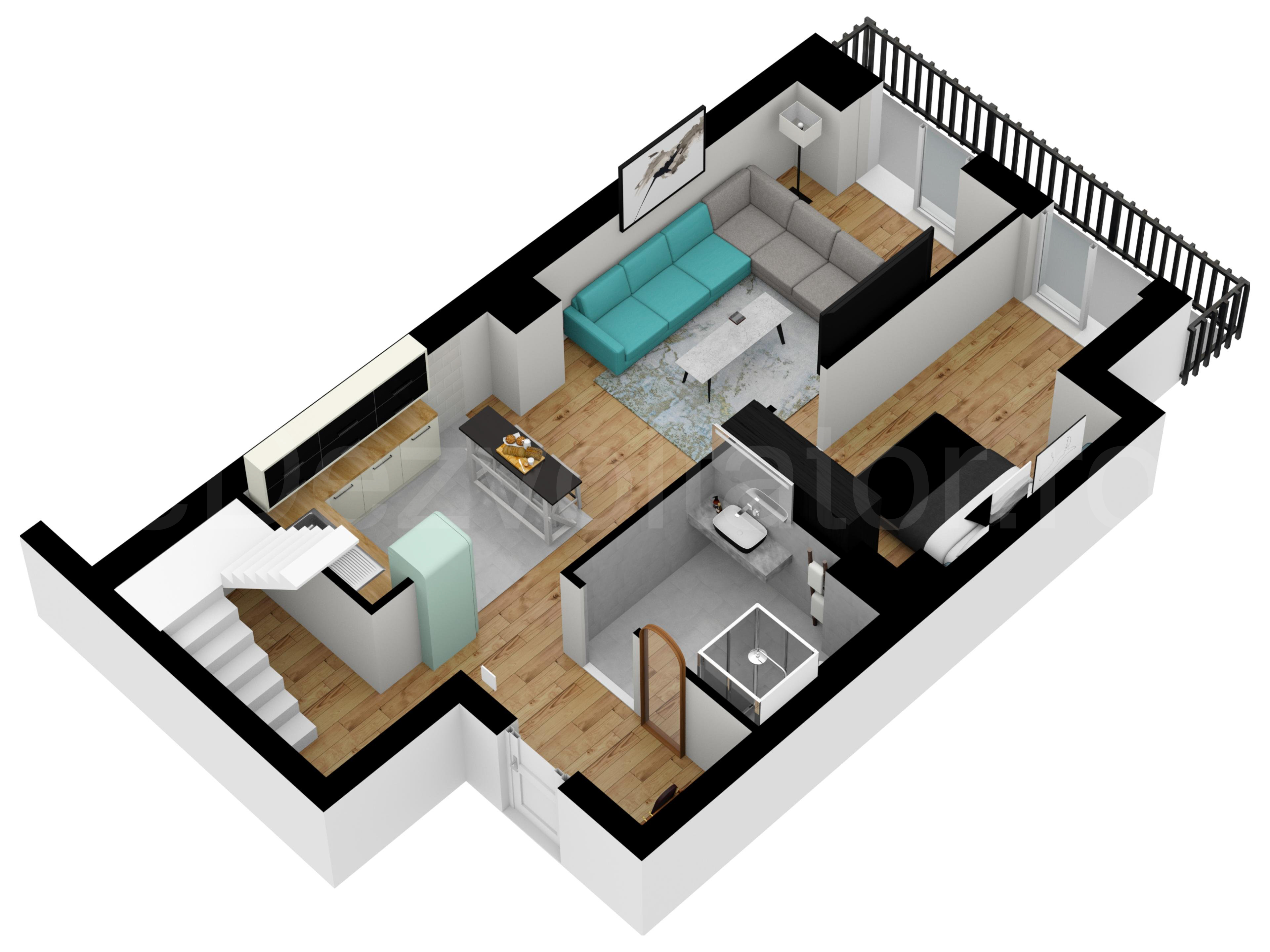 Apartament 4 Camere 130mp Avrig Park Residence Proiecție 3D 
