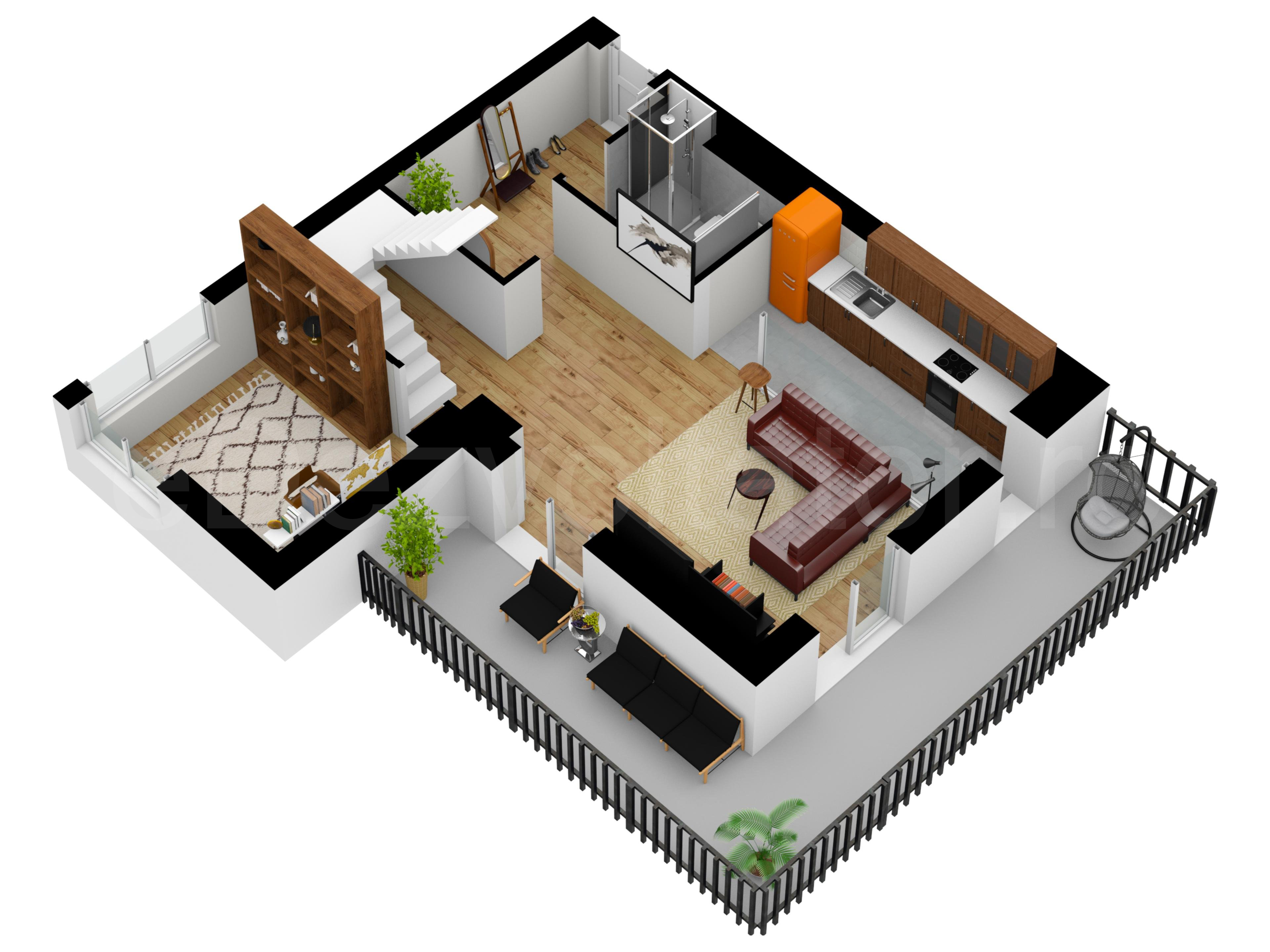 Proiecție 3D Apartament 4 camere 133 mp Avrig Park Residence