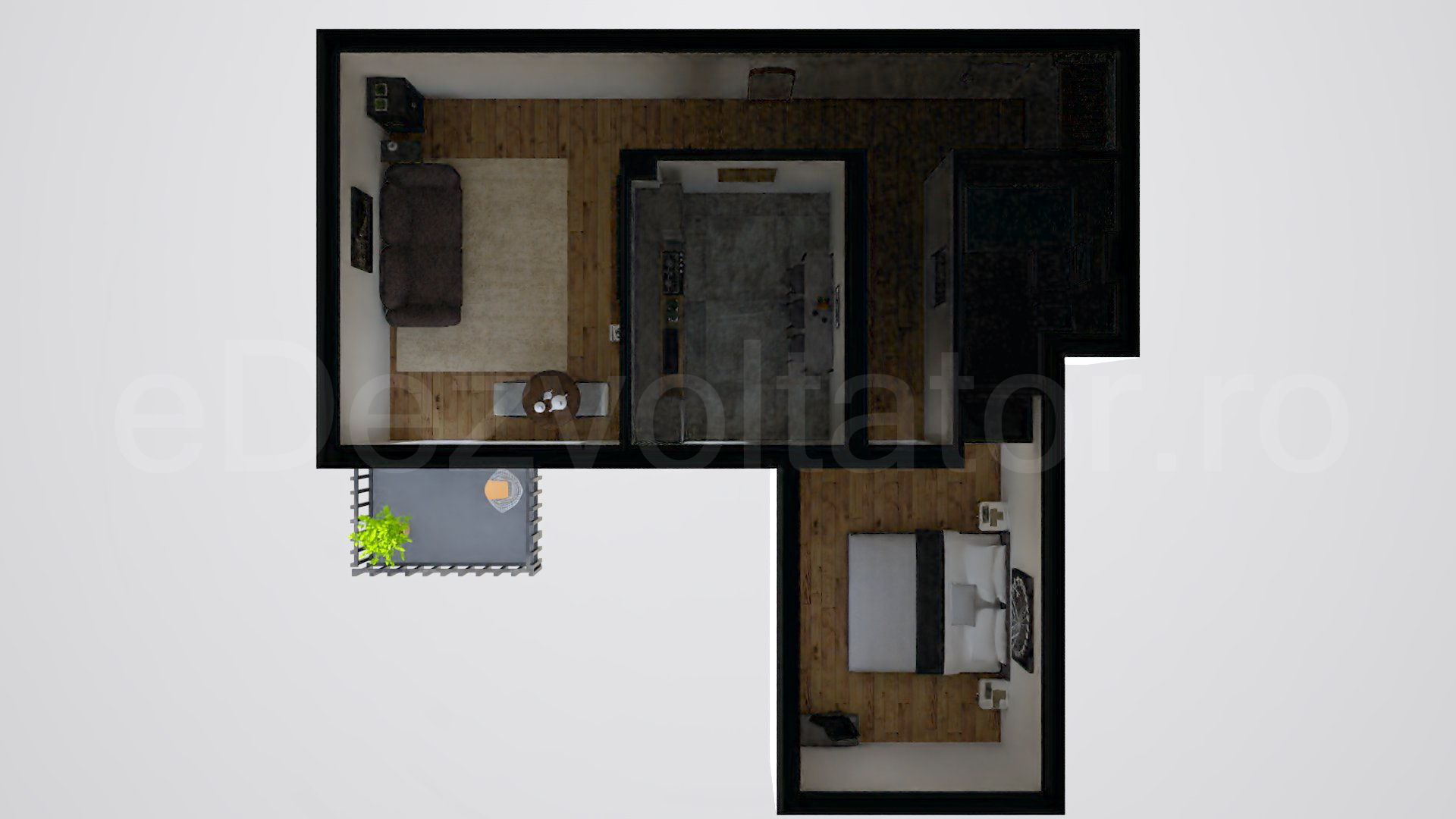 Simulare iluminat natural  Apartament 2 camere 59 mp Regie Residence