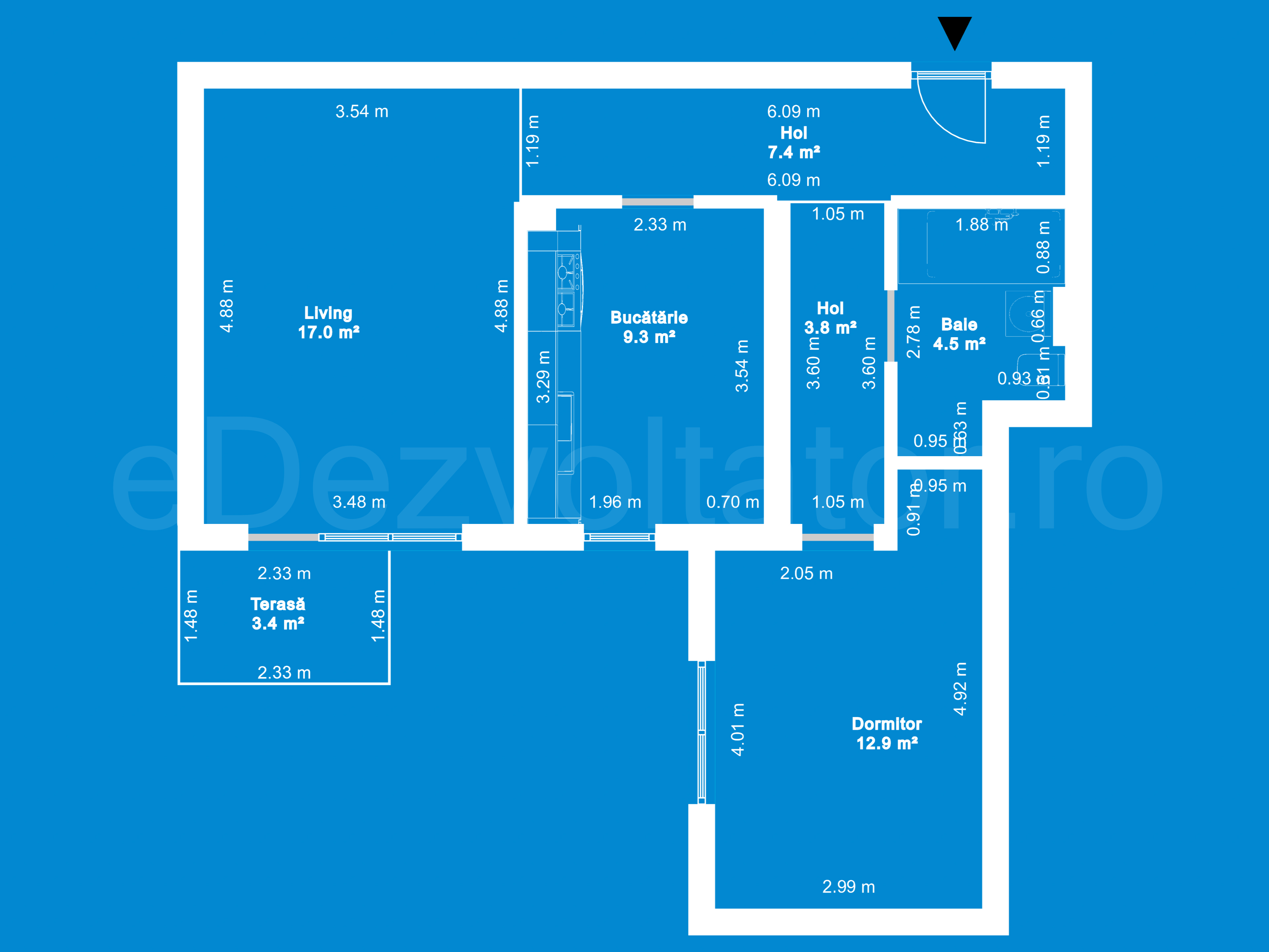 Desen Tehnic Apartament 2 camere 59 mp Regie Residence