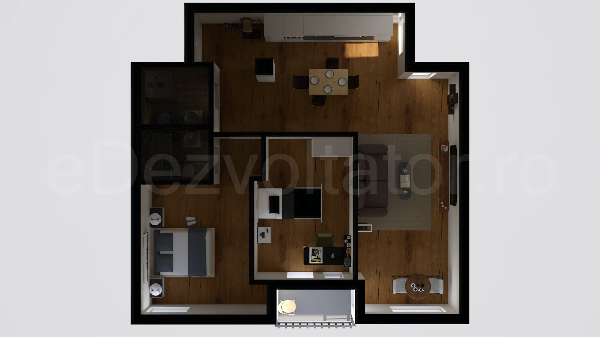 Simulare iluminat natural  Apartament 3 camere 75 mp Oituz 71