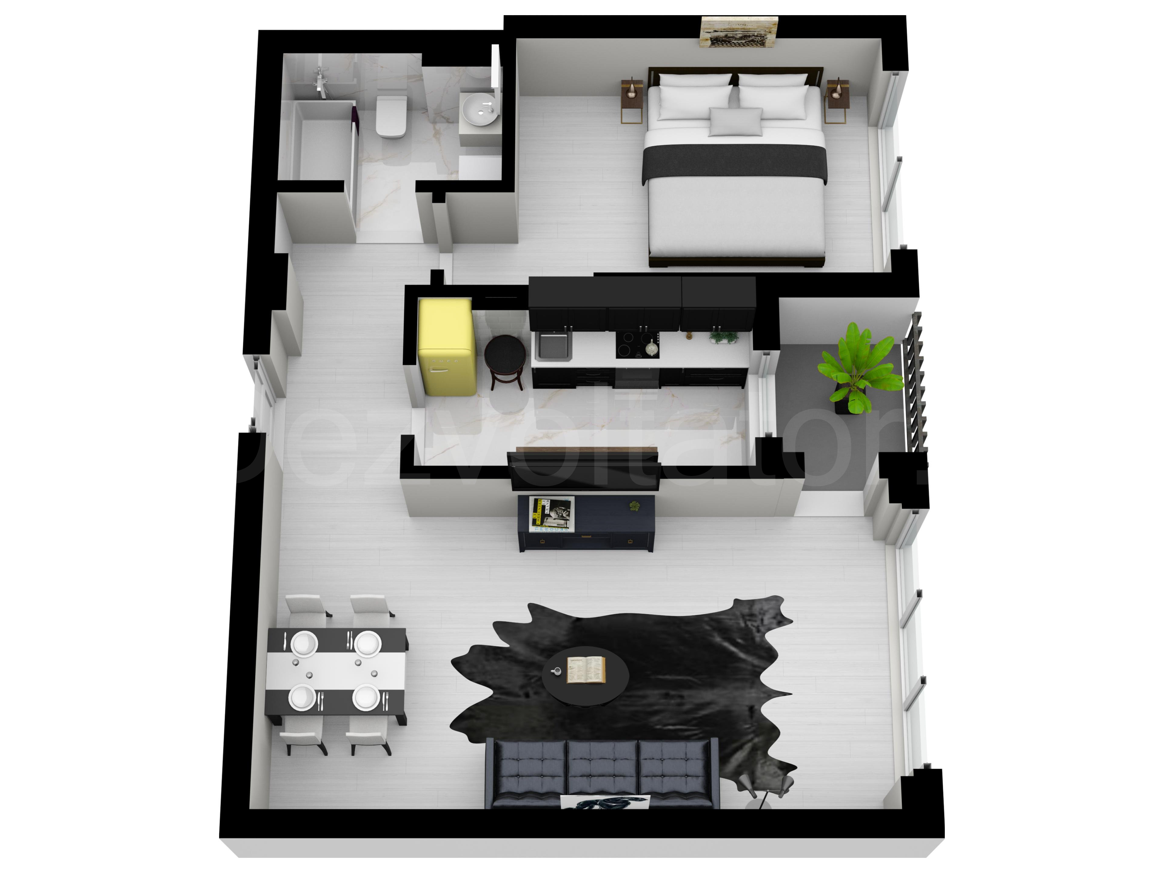 Compartimentare  Apartament 2 camere 57 mp City Moor