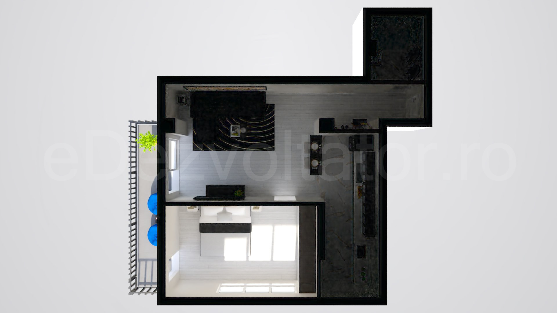 Simulare iluminat natural  Apartament 2 camere 68 mp City Moor