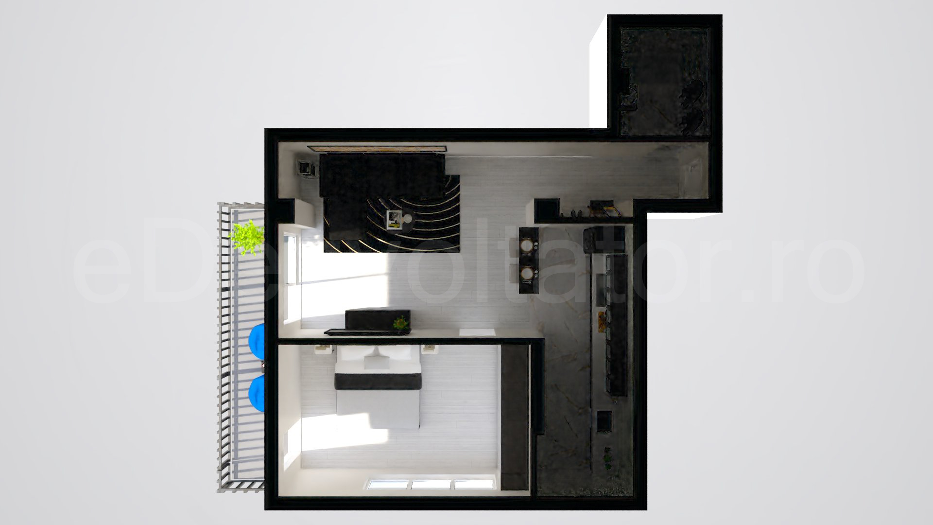 Simulare iluminat natural  Apartament 2 camere 68 mp City Moor