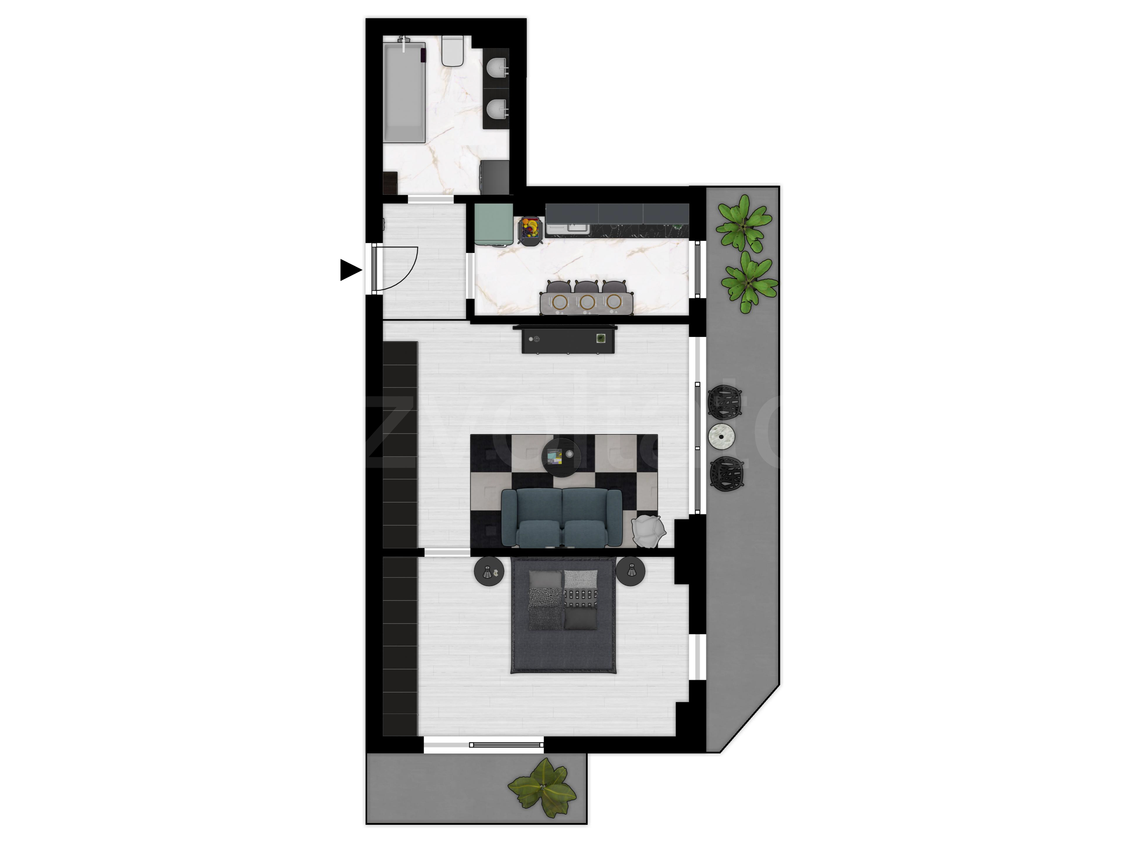 Proiecție 2D Apartament 3 camere 93 mp City Moor 