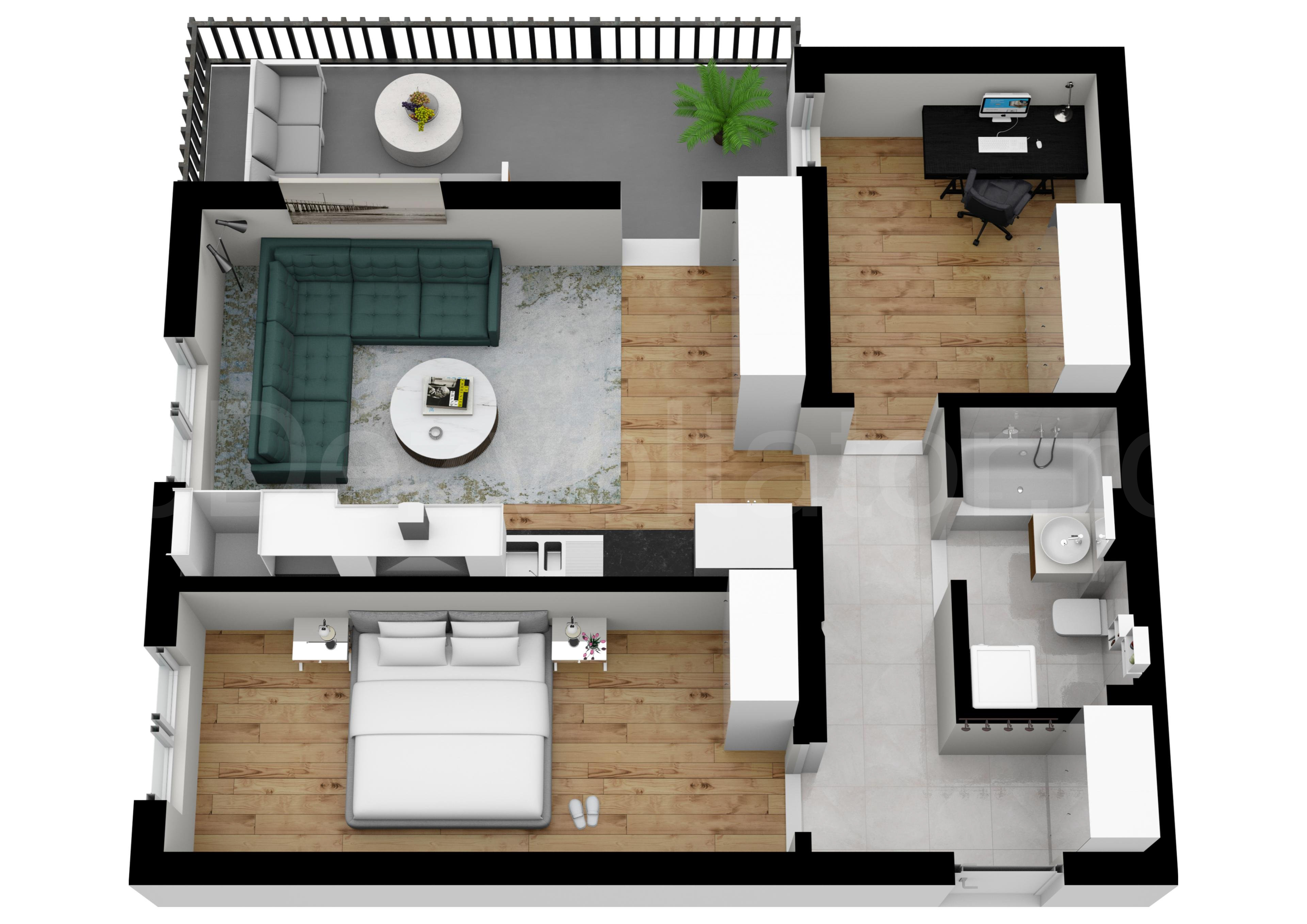 Apartament 3 Camere 68mp Sun Tower Proiecție 3D 