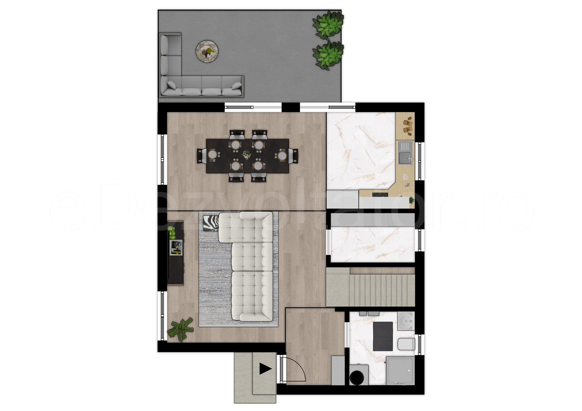 Proiecție 2D Casă individuală cu un etaj 149 mp VillaNova Residence parter