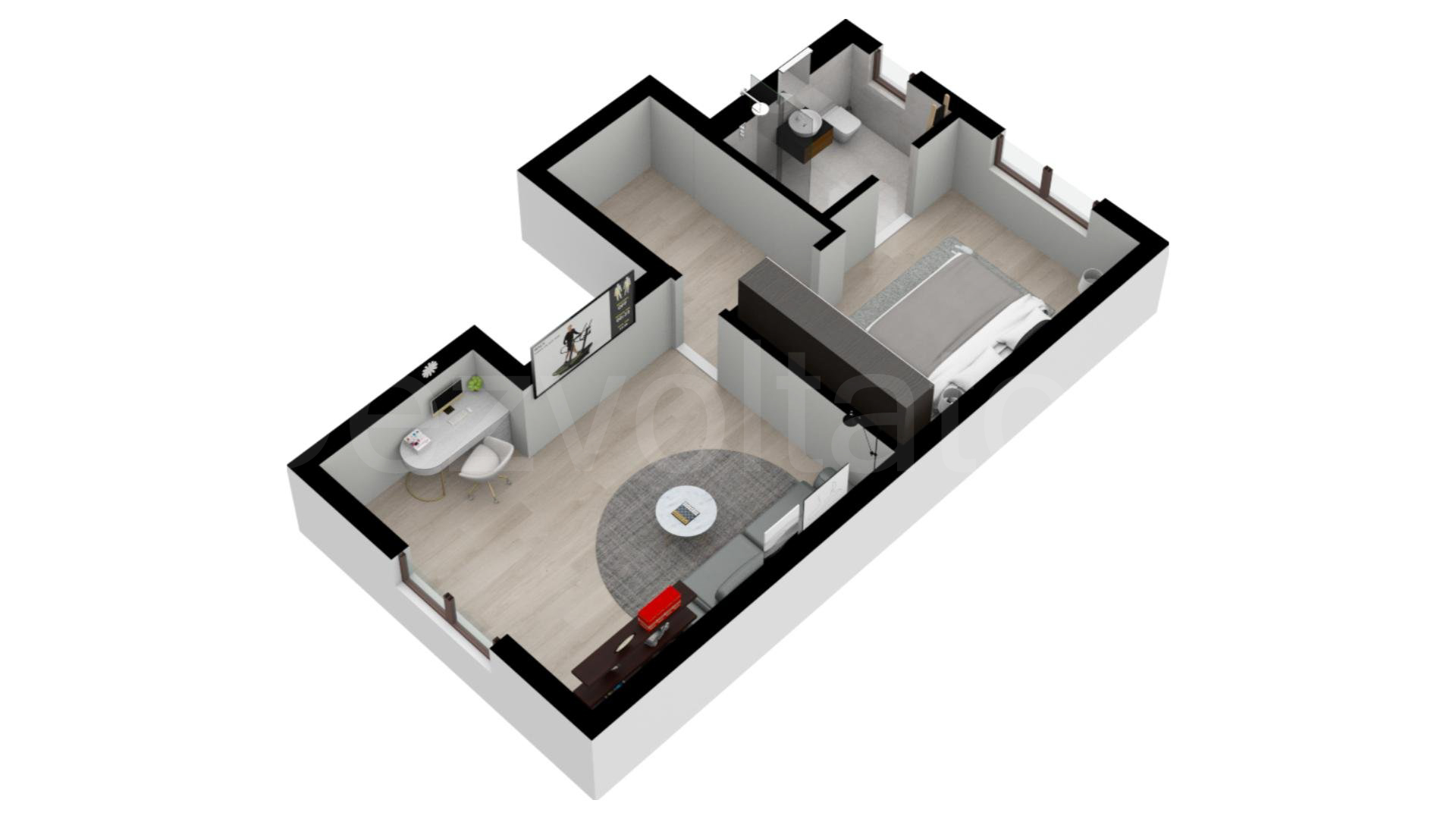 Casă înșiruită 140mp Mobexpert Homes Pipera Proiecție 3D Nivel 3
