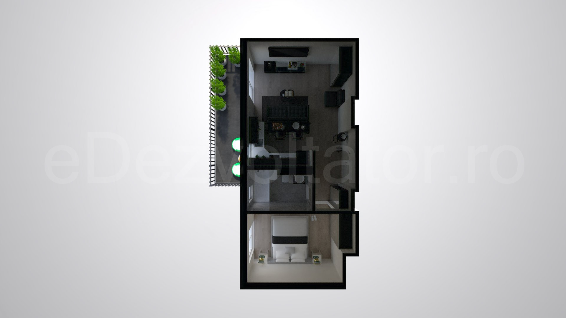 Simulare iluminat natural  Apartament 2 camere 56 mp Opera Residence