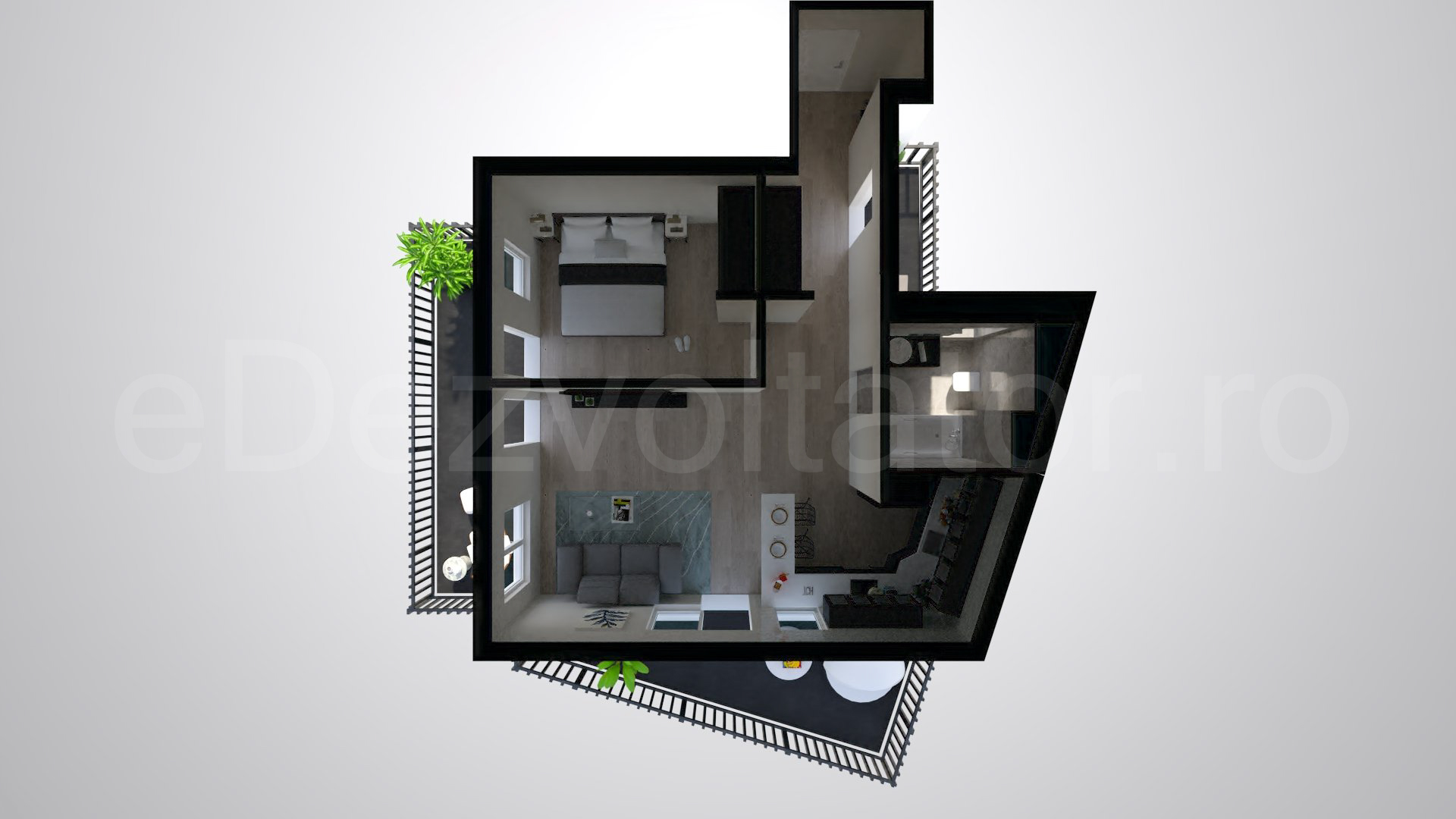 Simulare iluminat natural  Apartament 2 camere 83 mp Opera Residence
