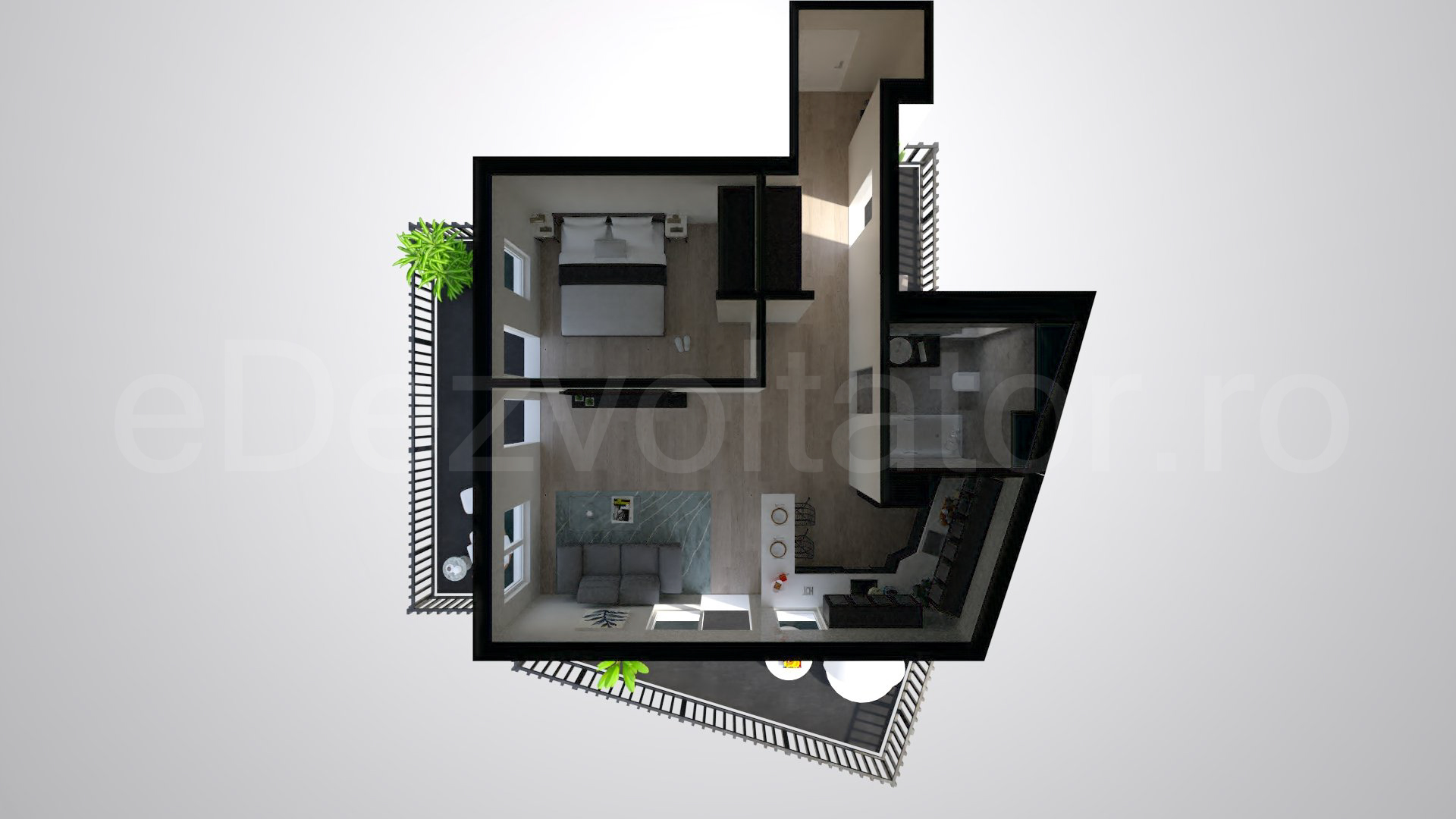 Simulare iluminat natural  Apartament 2 camere 83 mp Opera Residence