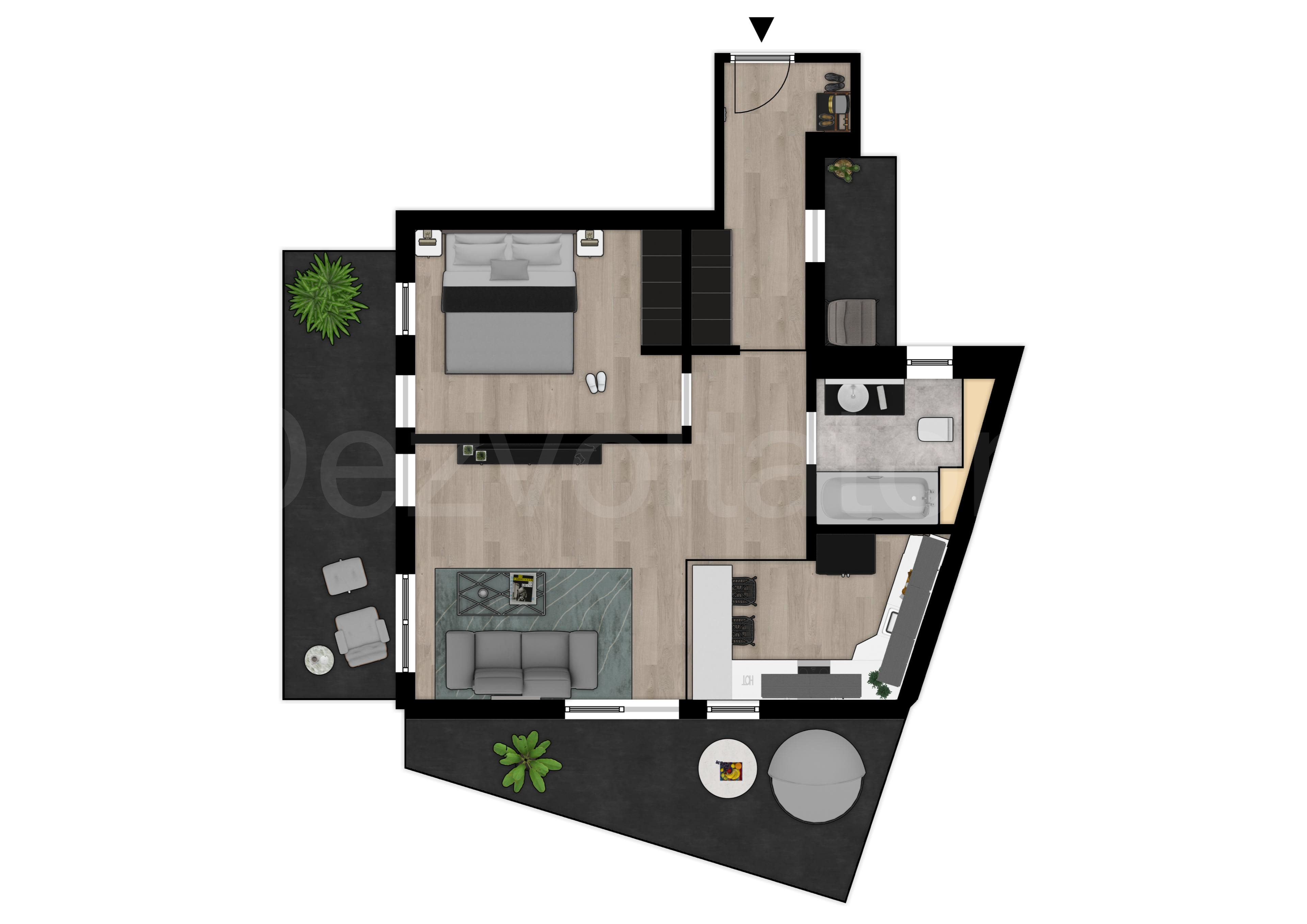 Proiecție 2D Apartament 2 camere 83 mp Opera Residence 