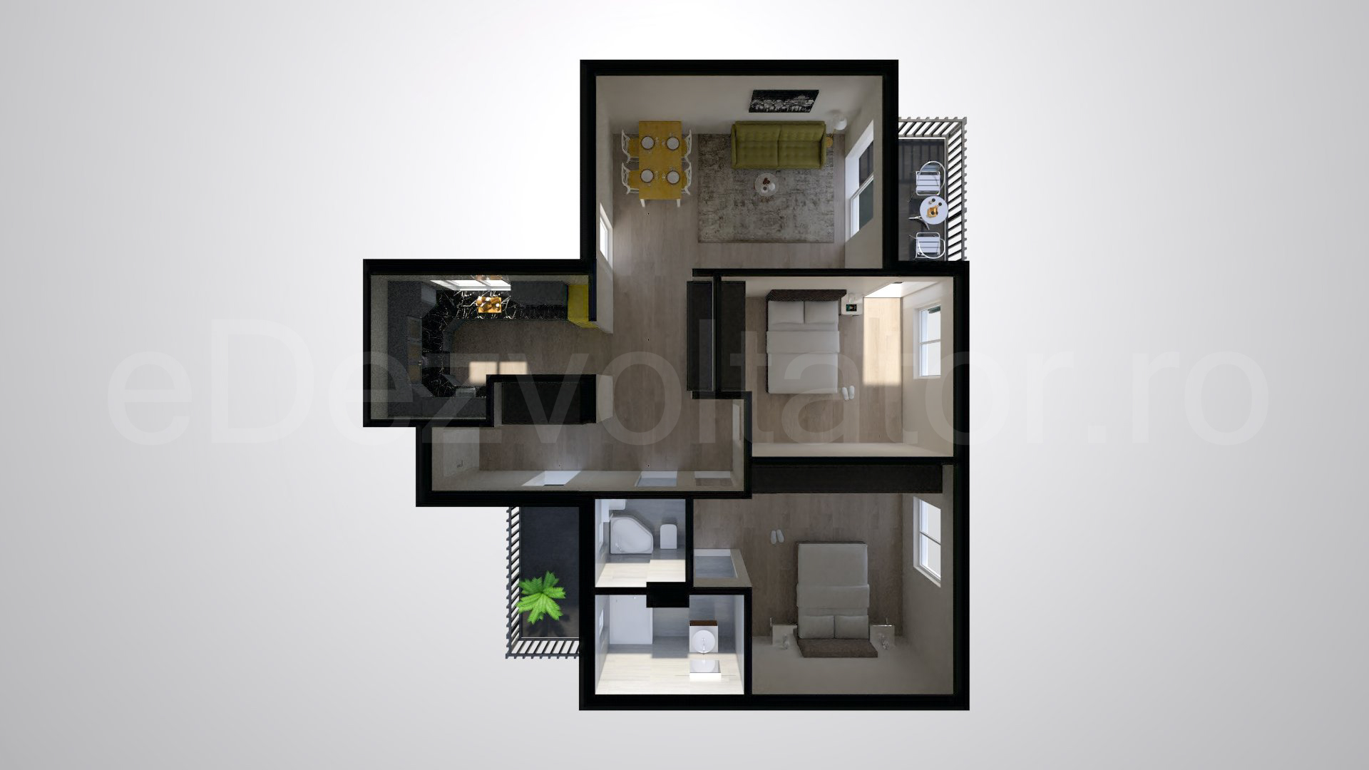 Simulare iluminat natural  Apartament 3 Camere 92mp Opera Residence
