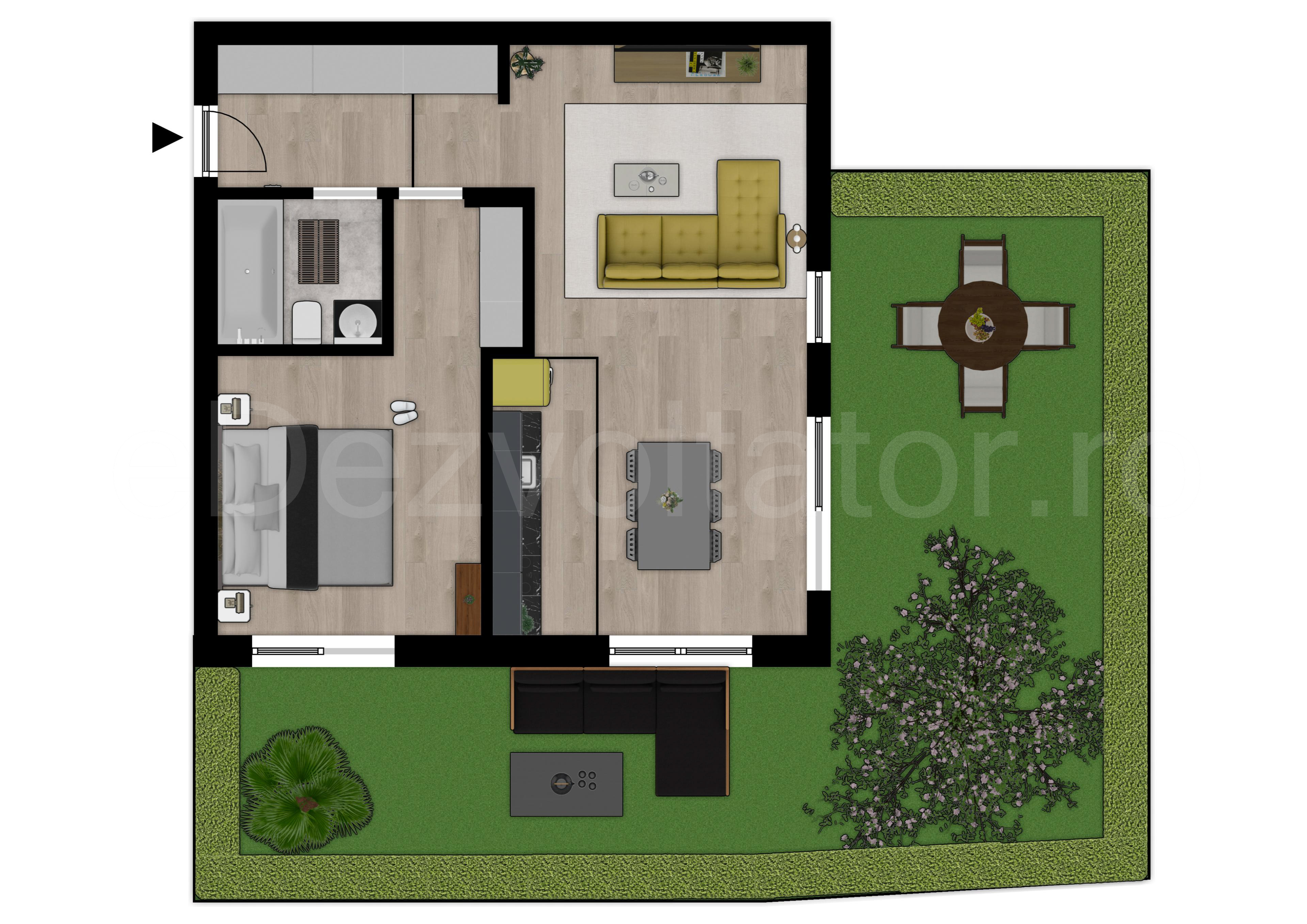Proiecție 2D Apartament 2 Camere 113mp Amber Forest 