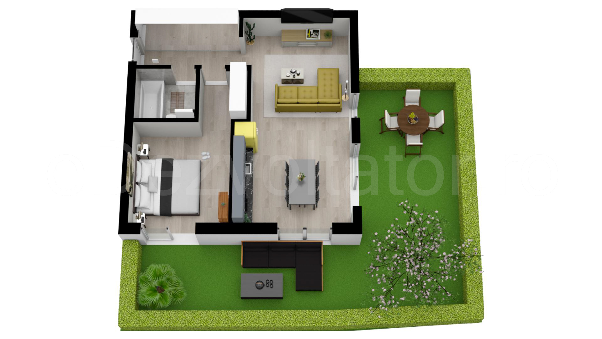 Apartament 2 Camere 113mp Amber Forest Proiecție 3D 