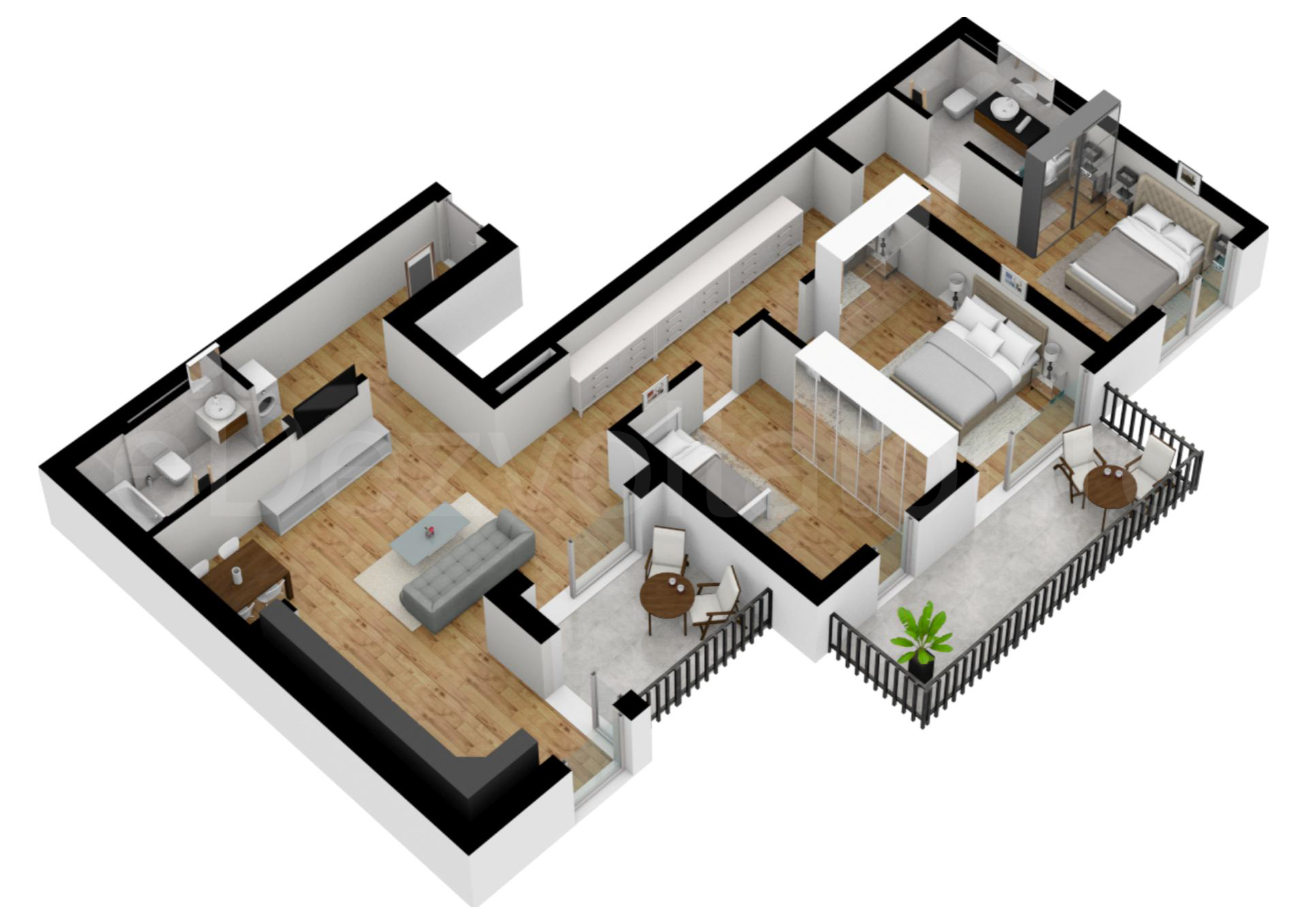 Apartament 4 Camere 119mp City Point Faza 2 Proiecție 3D 