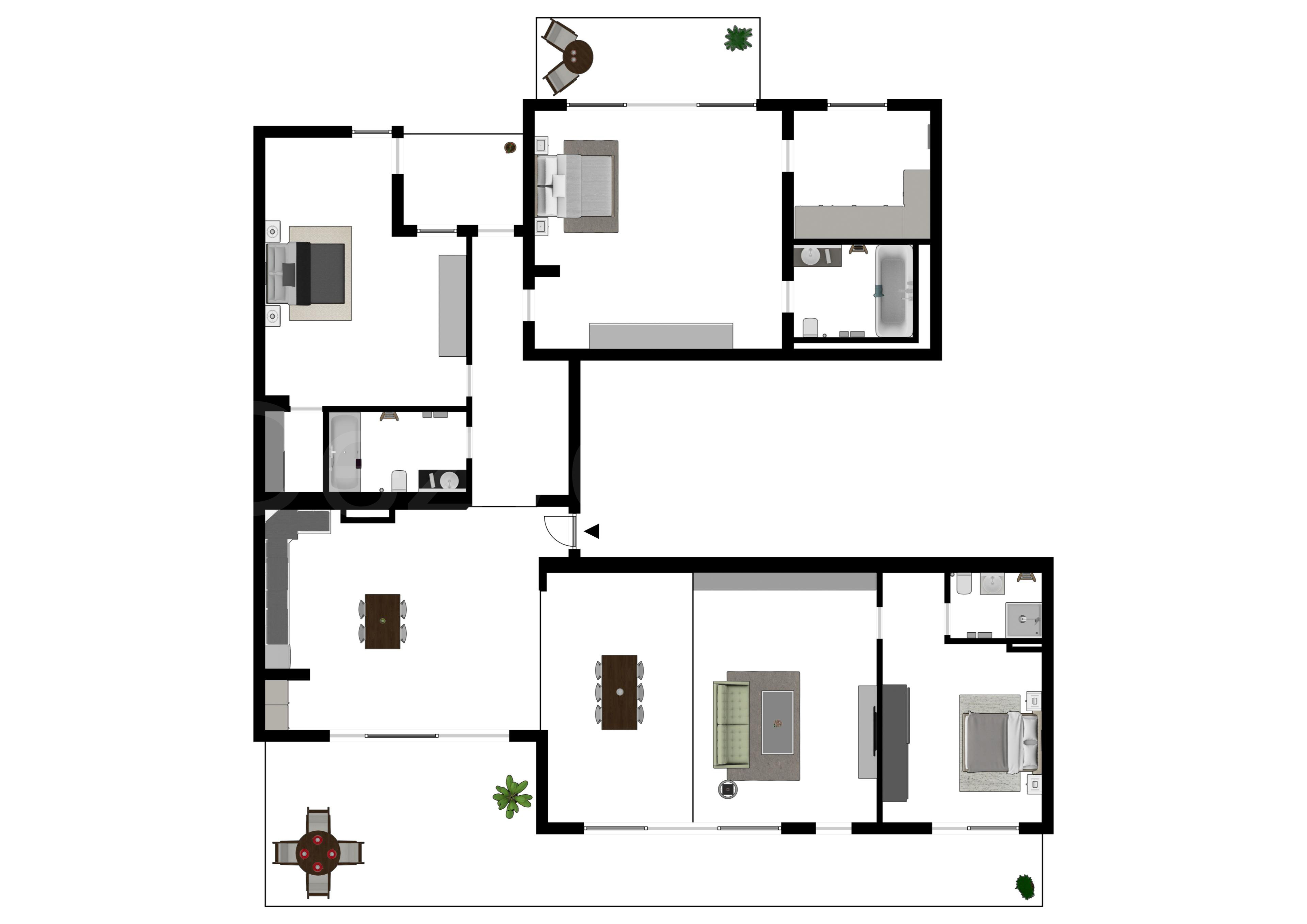 Proiecție 2D Apartament 4 Camere 294mp City Point Faza 2 