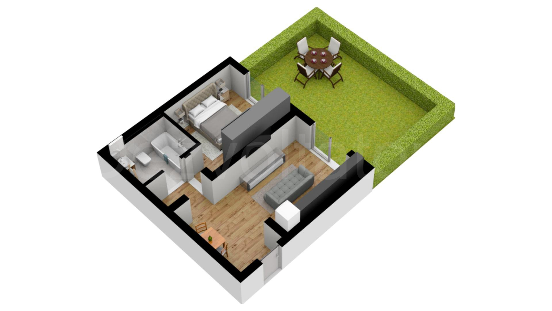 Apartament 2 Camere 77mp City Point Faza 2 Proiecție 3D 