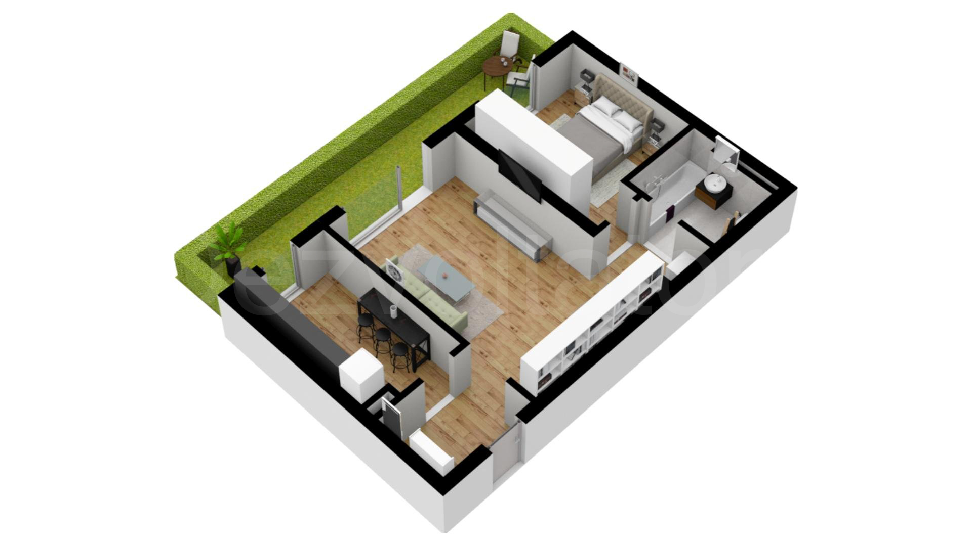 Apartament 2 Camere 75mp City Point Faza 2 Proiecție 3D 