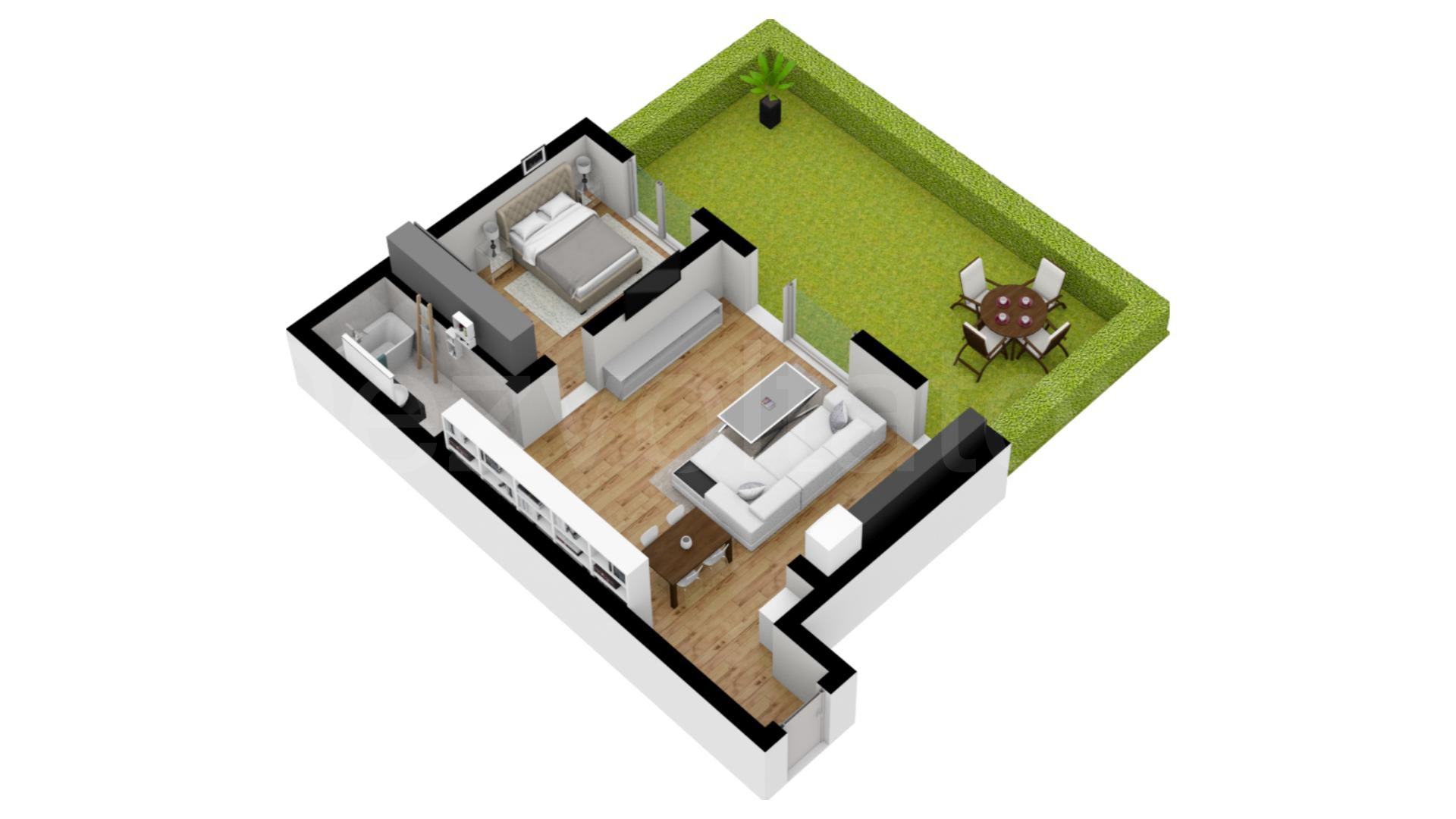 Apartament 2 Camere 100mp City Point Faza 2 Proiecție 3D 