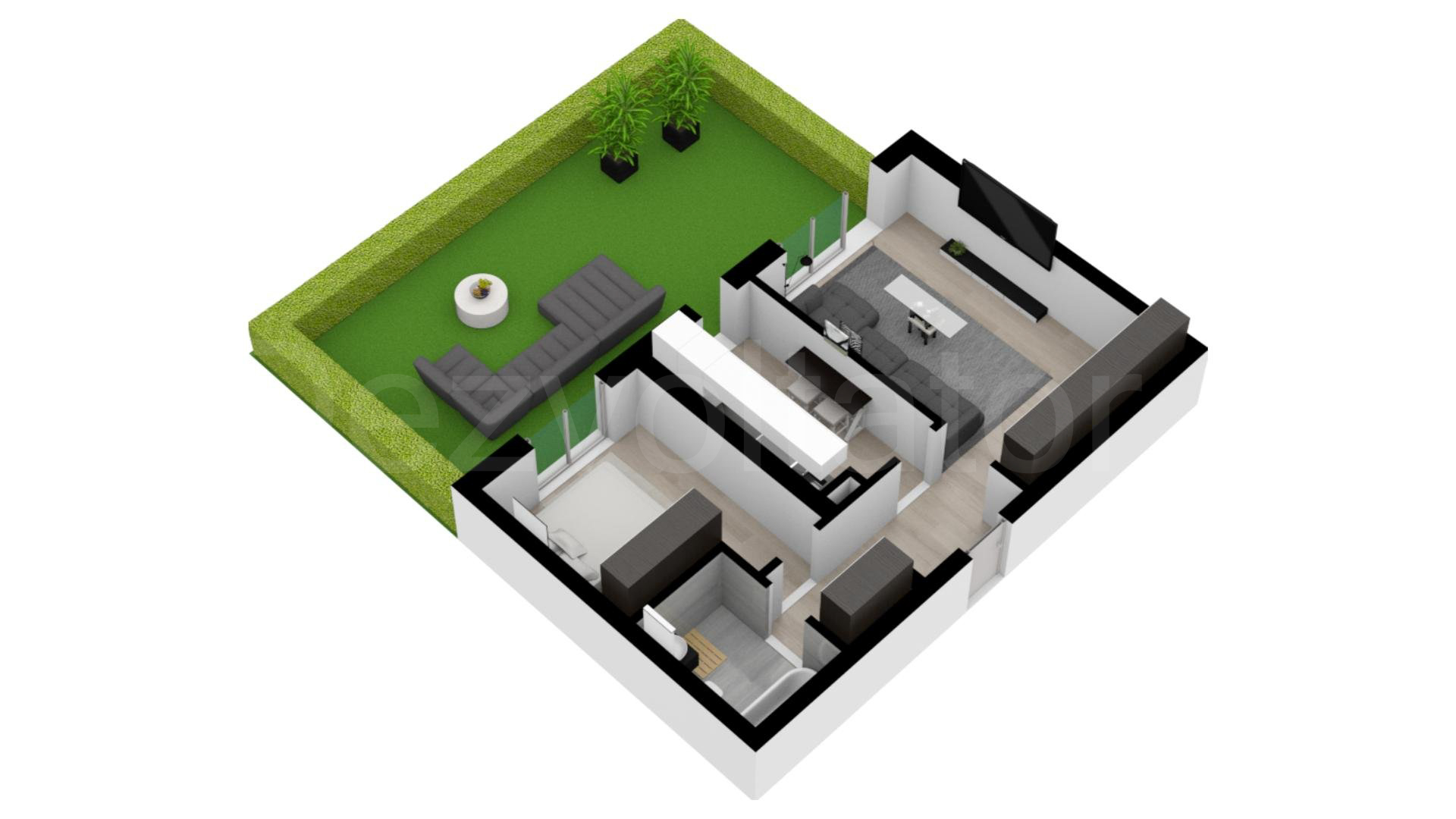 Proiecție 3D Apartament 2 Camere 109mp City Point Faza 2