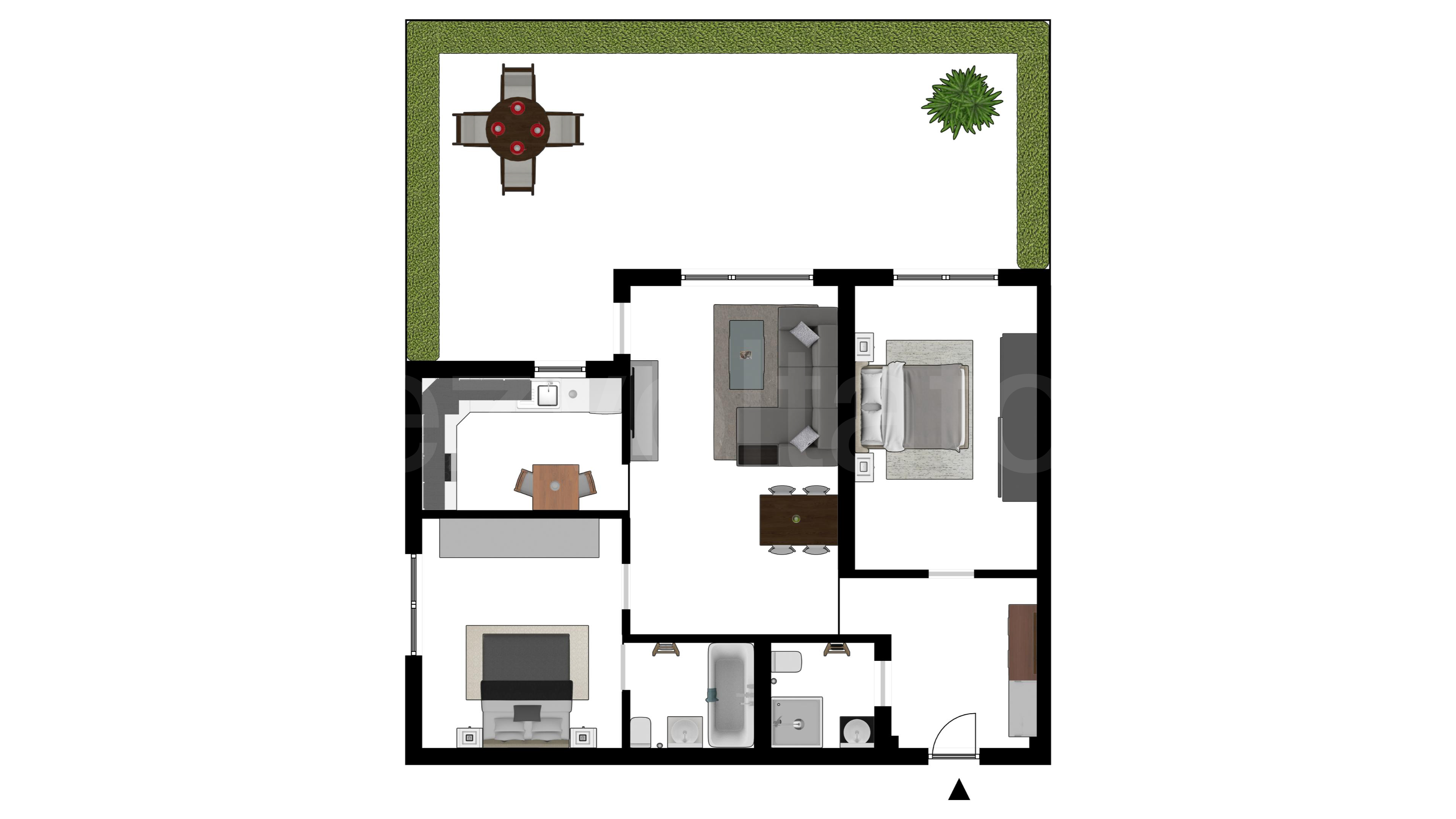 Proiecție 2D Apartament 3 Camere 133mp City Point Faza 2 