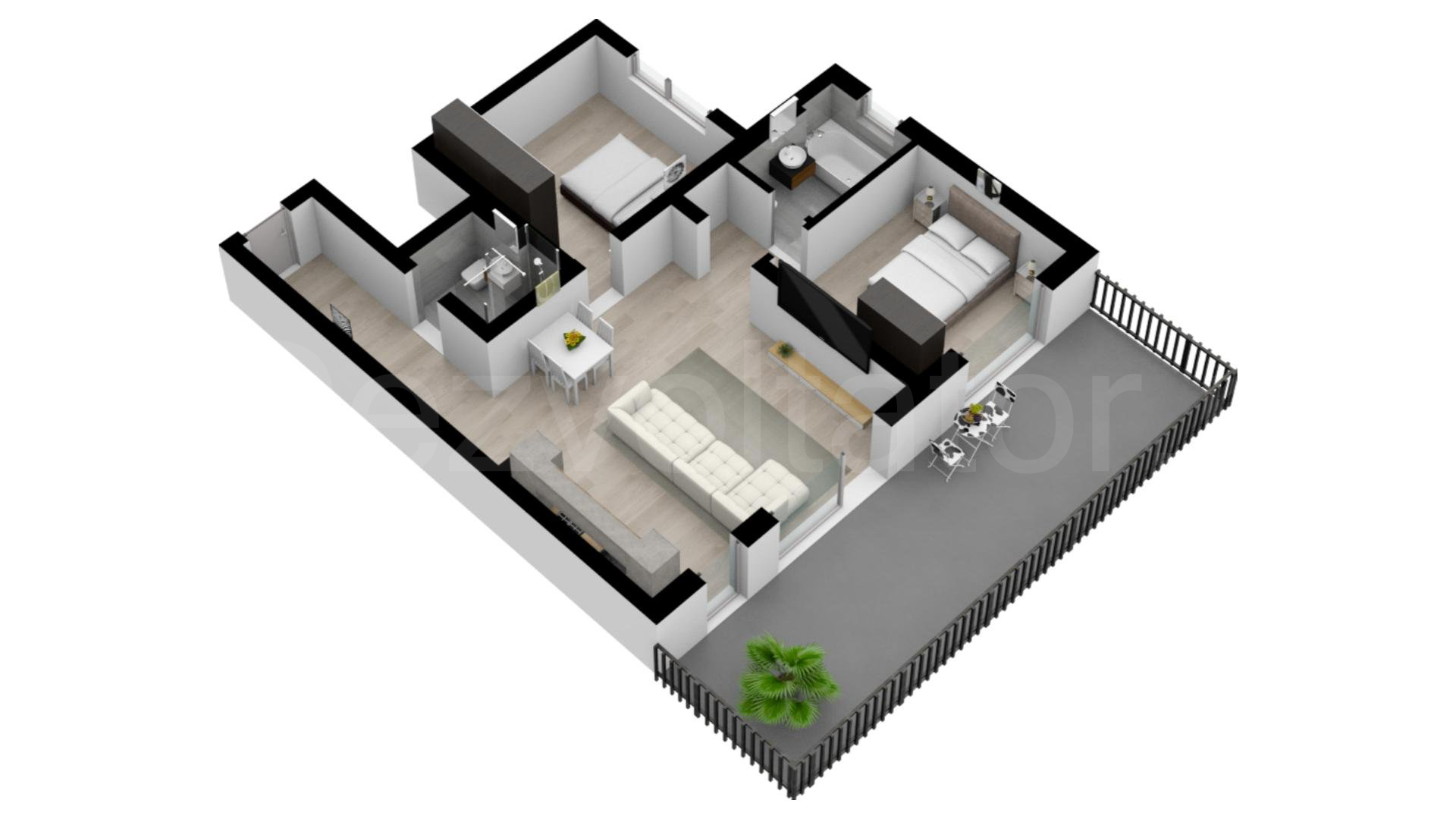 Apartament 3 Camere 103mp City Point Faza 2 Proiecție 3D 