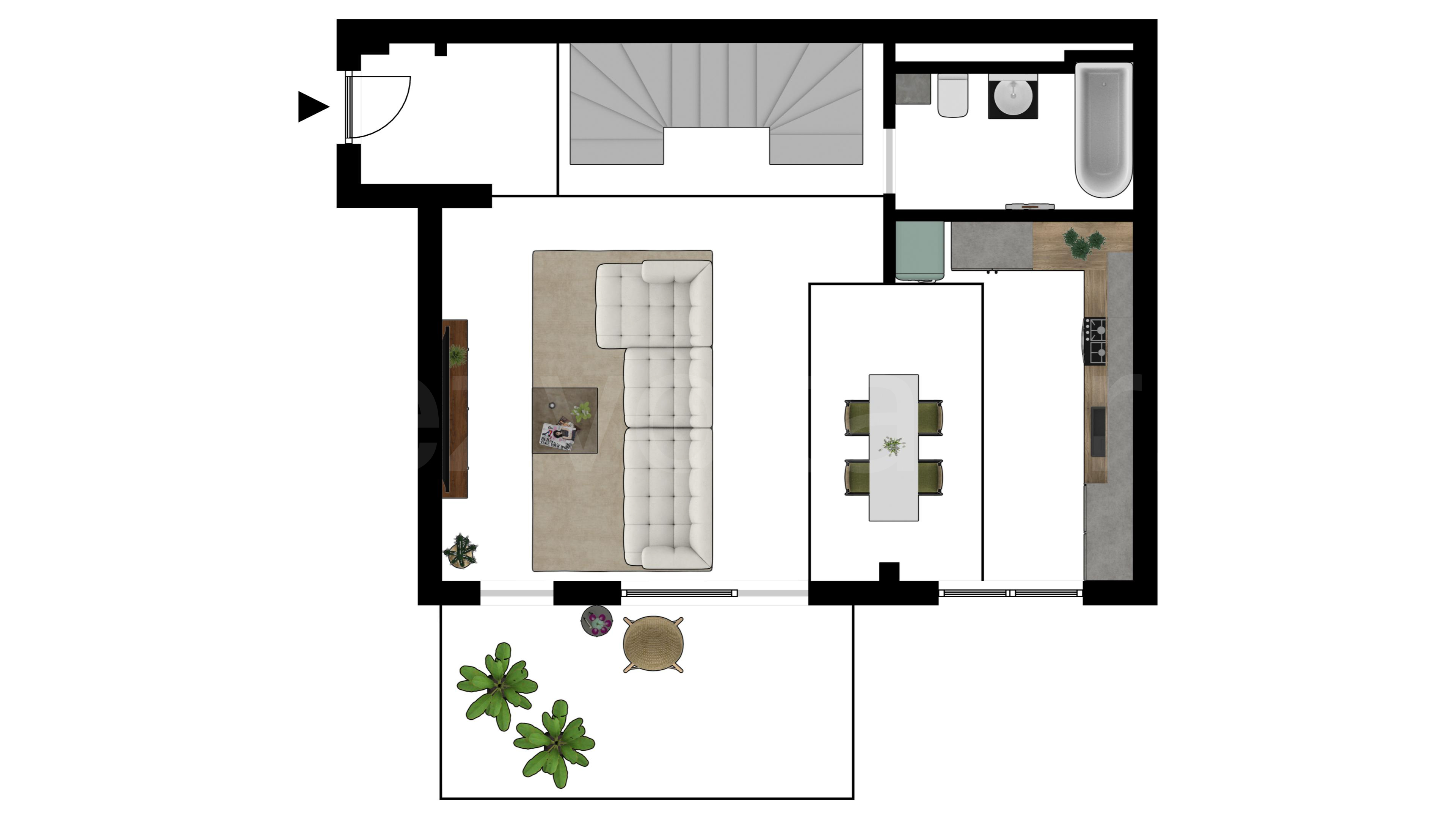 Proiecție 2D Apartament 3 Camere 167mp City Point Faza 2 