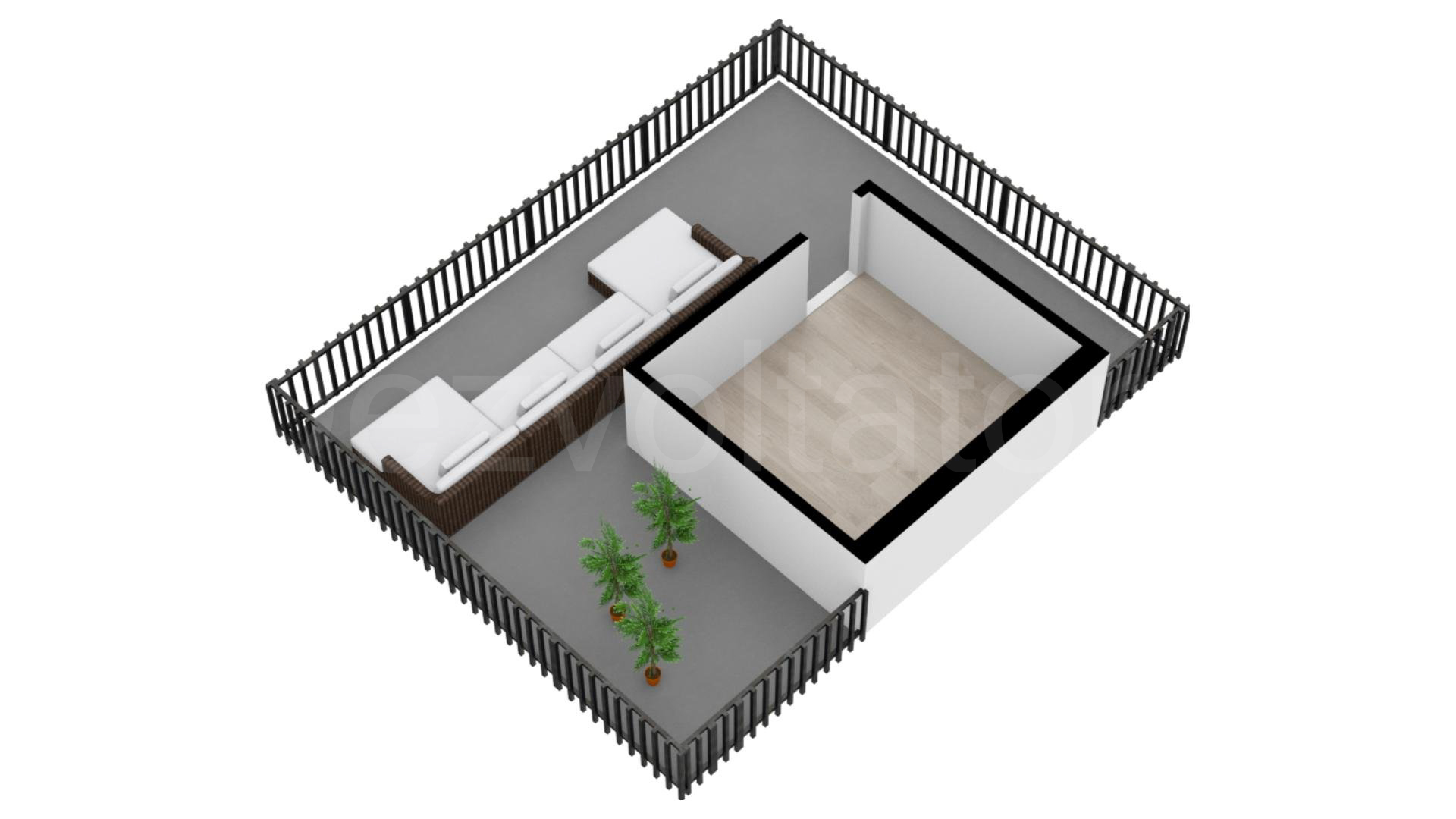 Proiecție 3D etaj 2 Apartament 3 Camere 167mp City Point Faza 2