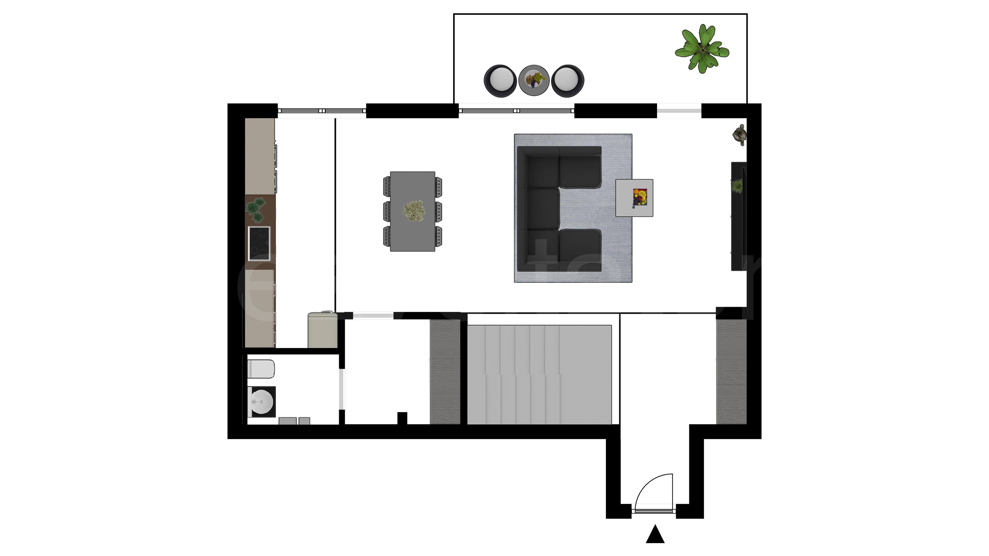 Proiecție 2D Apartament 3 Camere 184mp City Point Faza 2 
