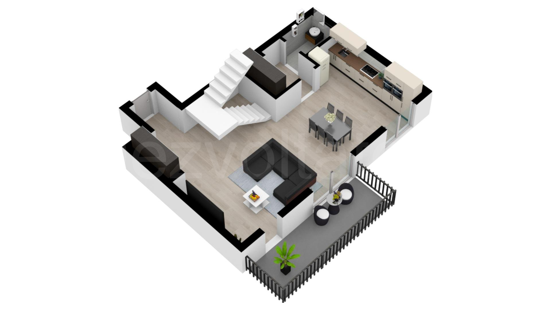 Proiecție 3D Apartament 3 Camere 184mp City Point Faza 2