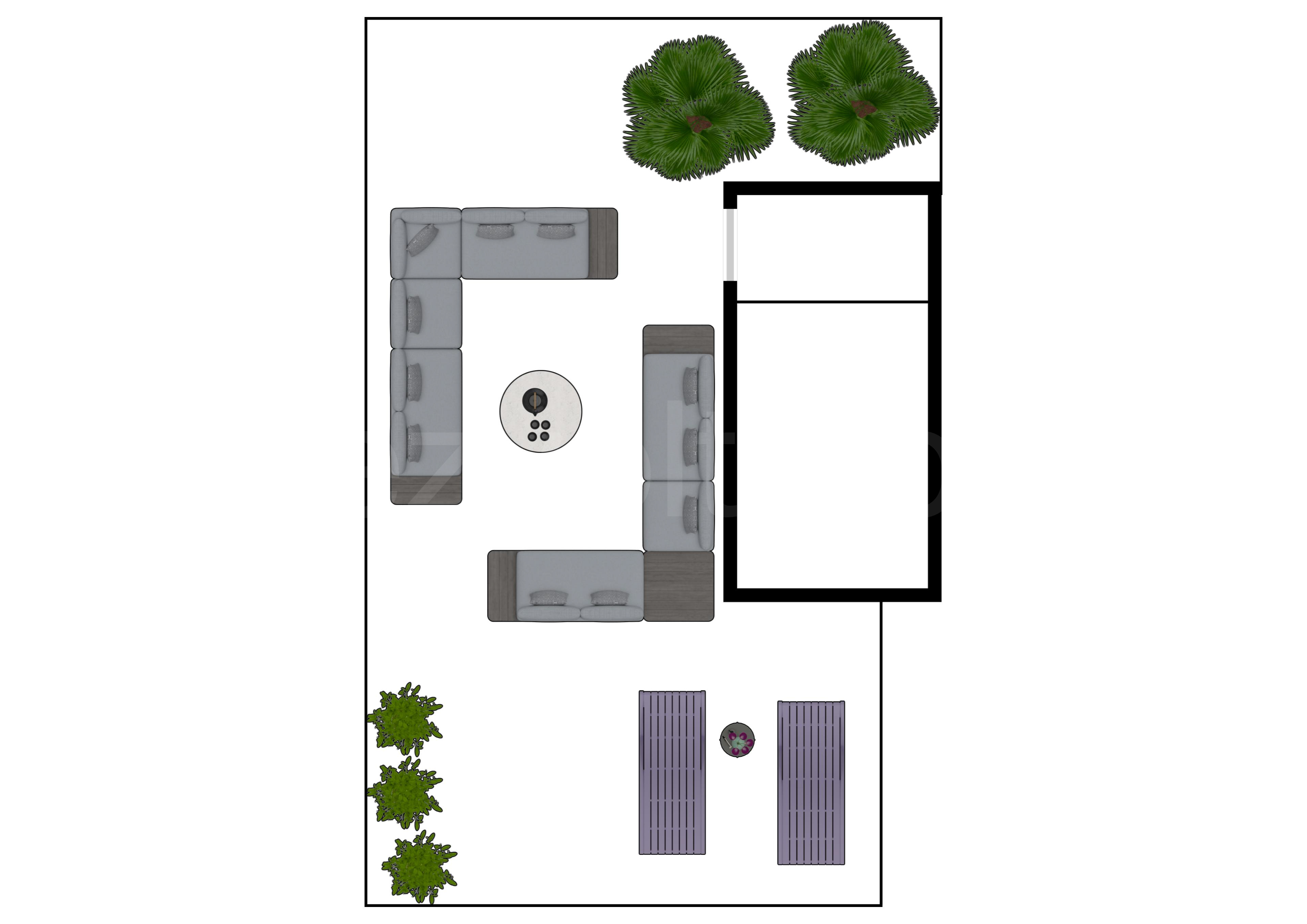 Proiecție 2D etaj 2 Apartament 3 Camere 184mp City Point Faza 2