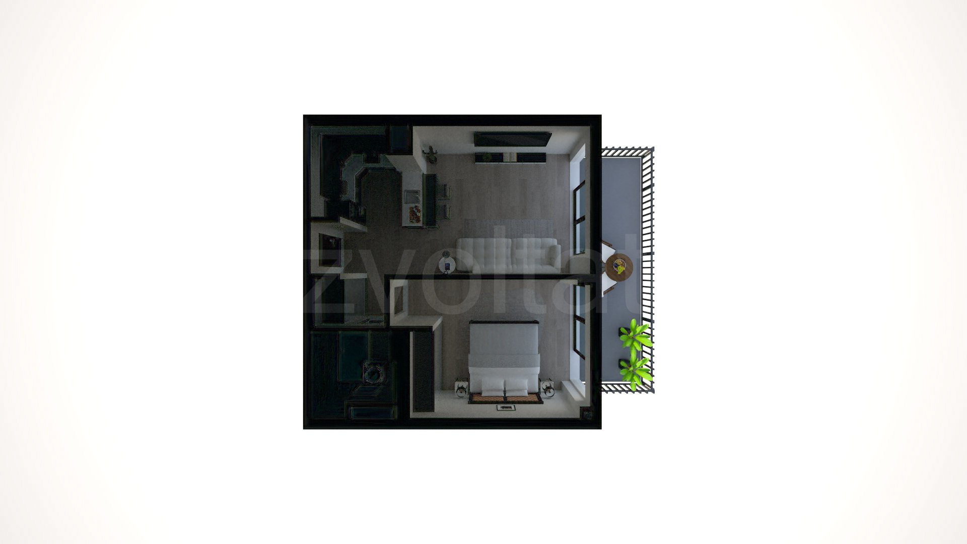 Simulare iluminat natural  Apartament 2 Camere 62mp Eminescu 65 Residence