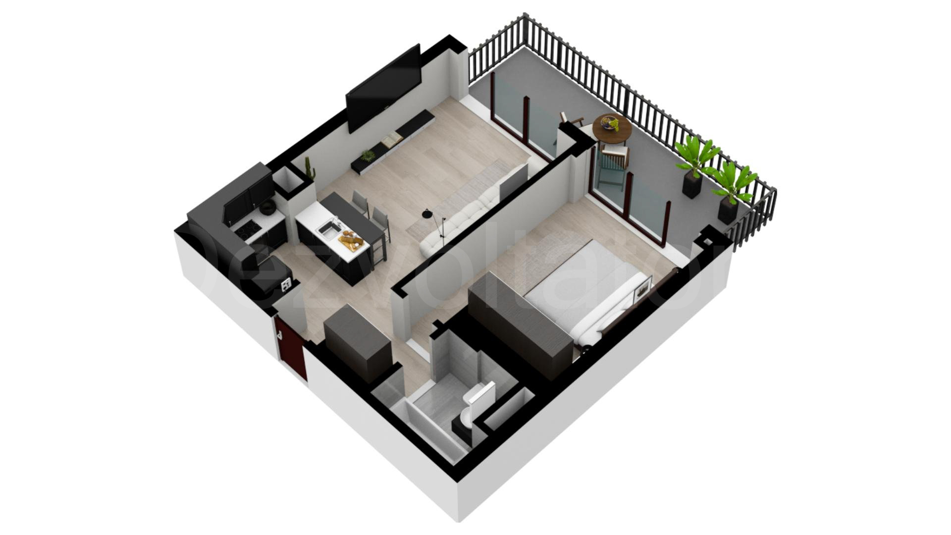 Apartament 2 Camere 62mp Eminescu 65 Residence Proiecție 3D 